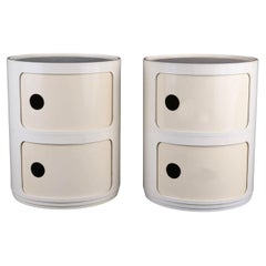 Retro Pair Anna Castelli Ferrieri for Kartell Componibili Containers in white 1970s