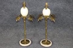 Pair Anthony Redmile Attributed Brass and Ostrich Egg Candle Sticks