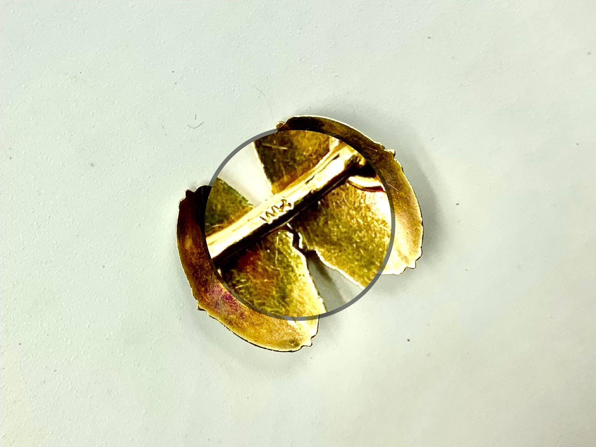 Paar antike Manschettenknöpfe 14K Gold Grün Guilloche Emaille, Perle, weiße Emaille Auge im Angebot 1