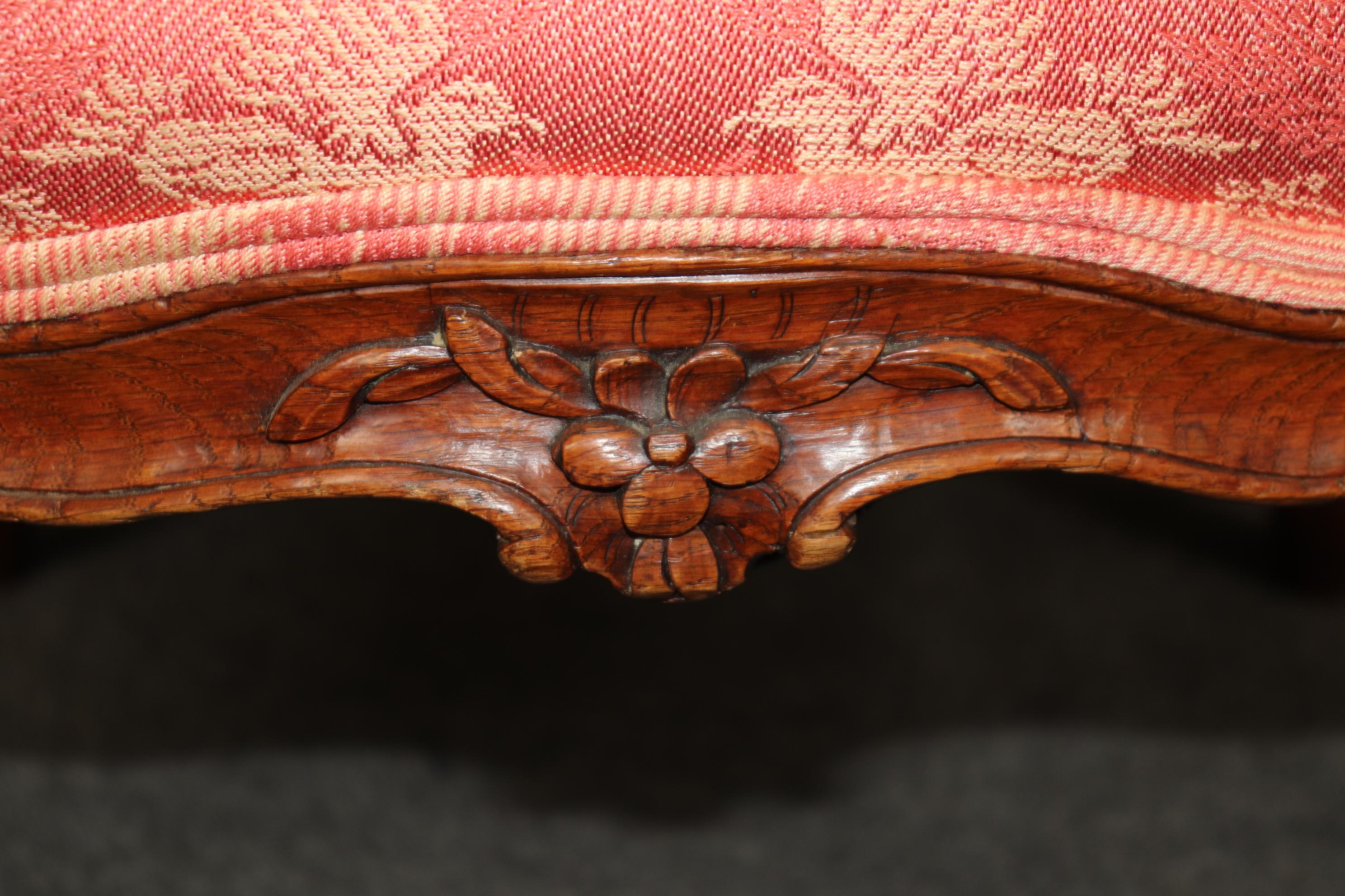 Pair Antique 1850s Era French Louis XV Style Armchairs with Griffon Upholstery For Sale 6