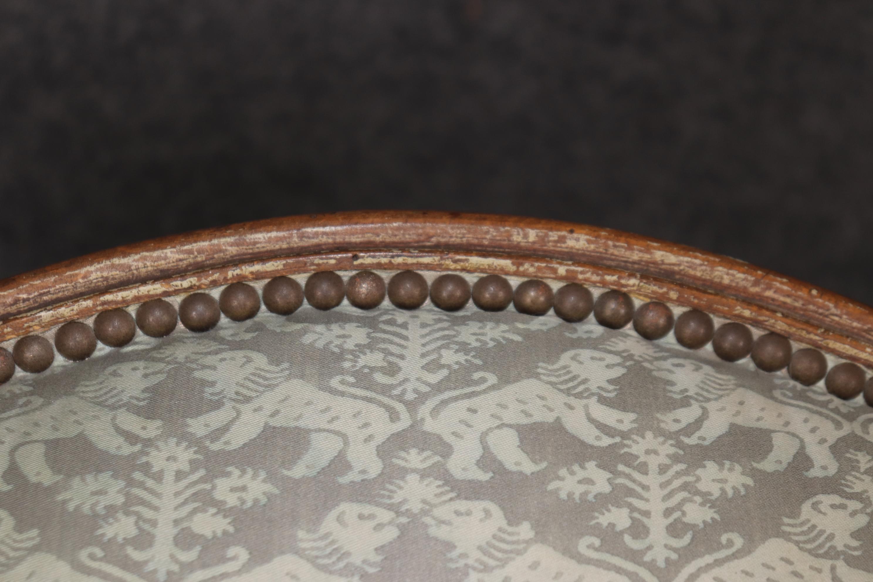 Pair Antique 1890s era French Louis XV Style Wingback Chairs Nailhead Trim For Sale 7