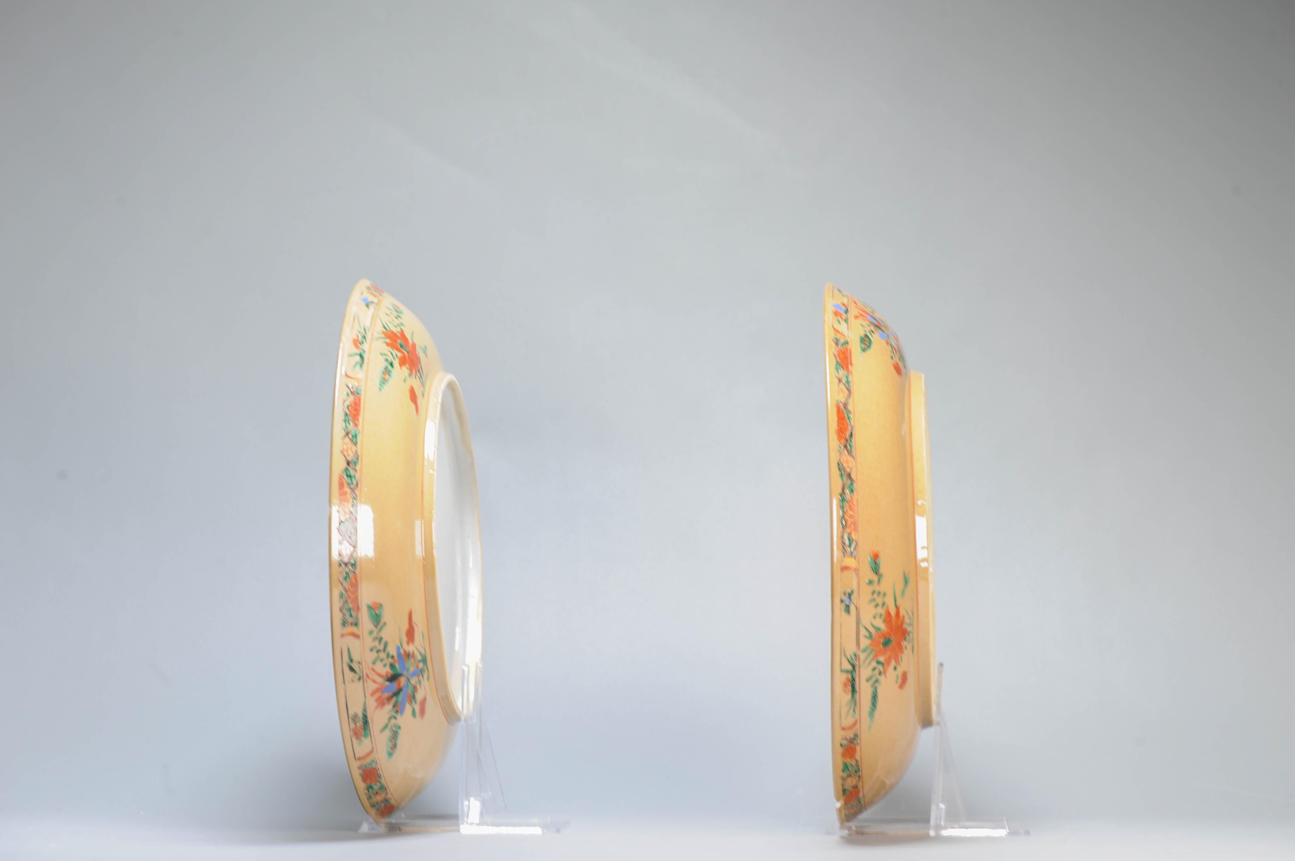 18th Century and Earlier Pair Antique 18C Kangxi/Yongzheng Dish Qing Chinese Porcelain Famille Verte For Sale