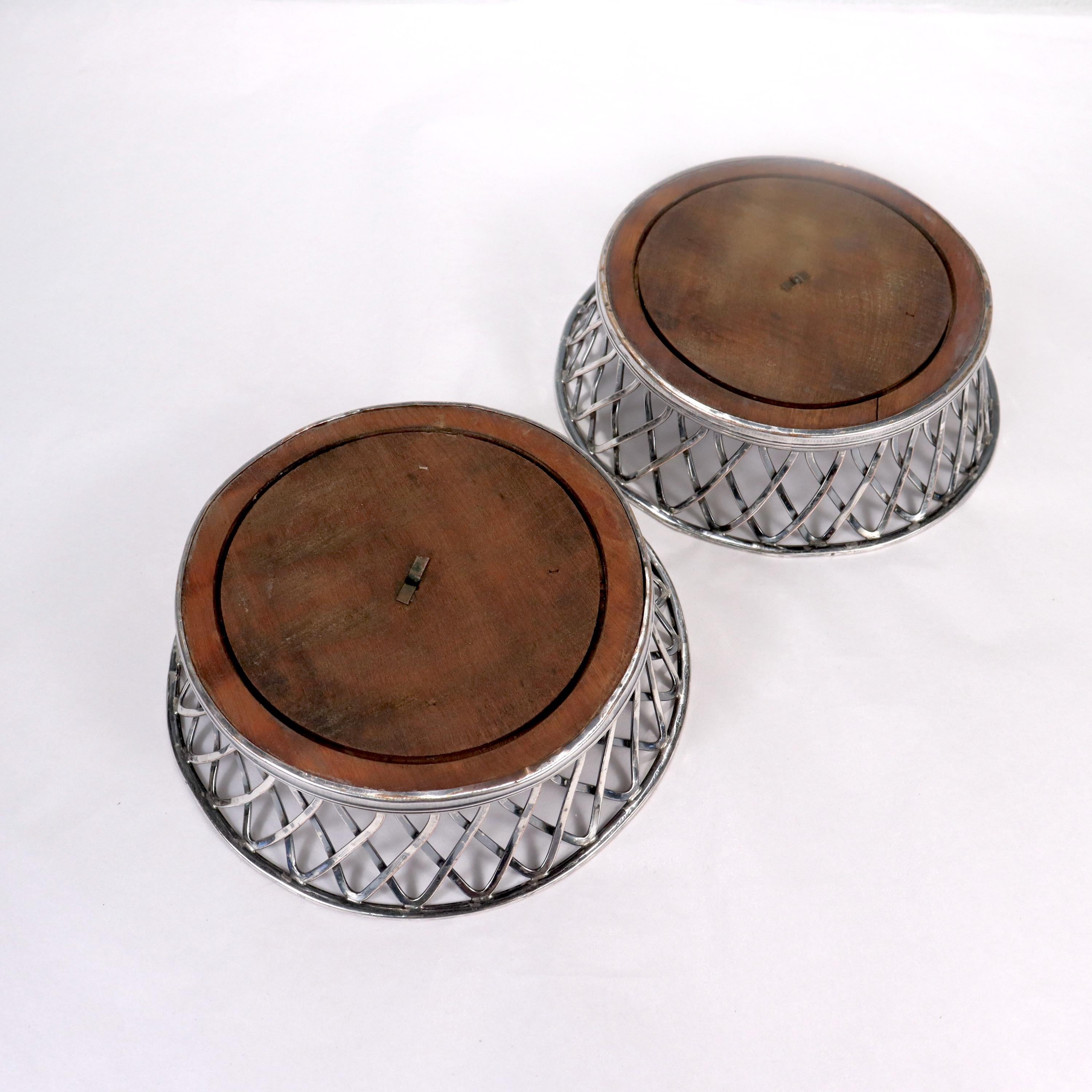 Pair Antique 18th/19th C. English Sheffield Silver Plate on Copper Wine Coasters For Sale 2