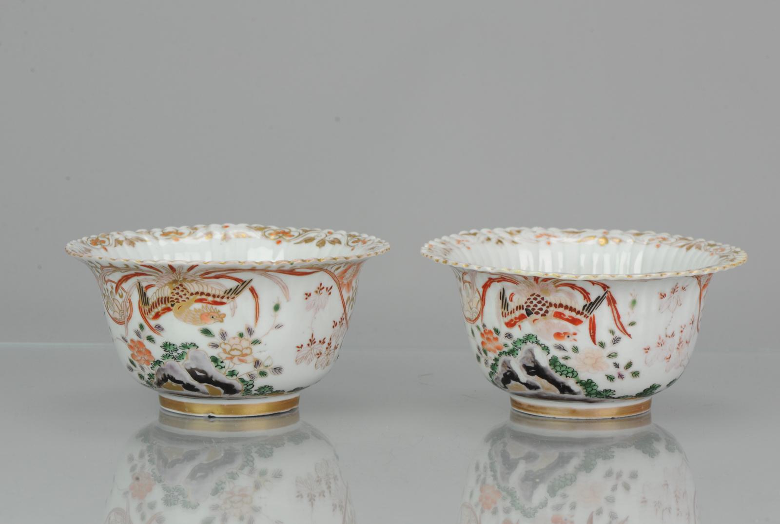Pair Antique 18th C Japanese Imari Gold Bowl Japan Figure Edo Period In Good Condition For Sale In Amsterdam, Noord Holland