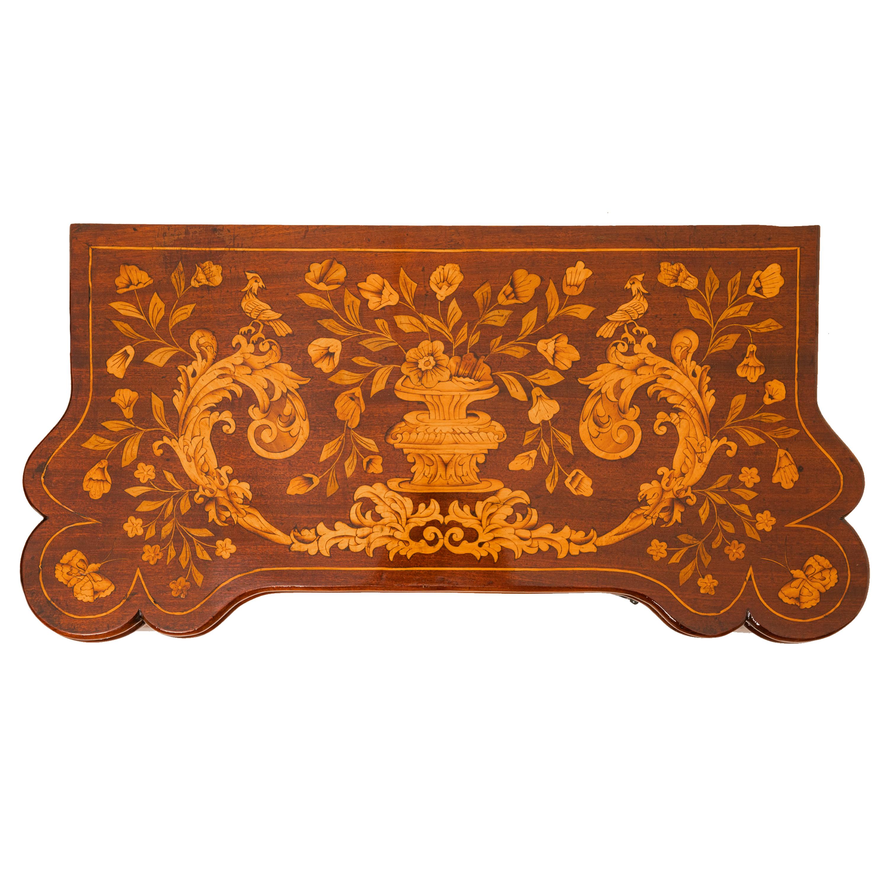 Pair Antique 19th Century Dutch Walnut Marquetry Card Game Console Tables 1820 For Sale 9