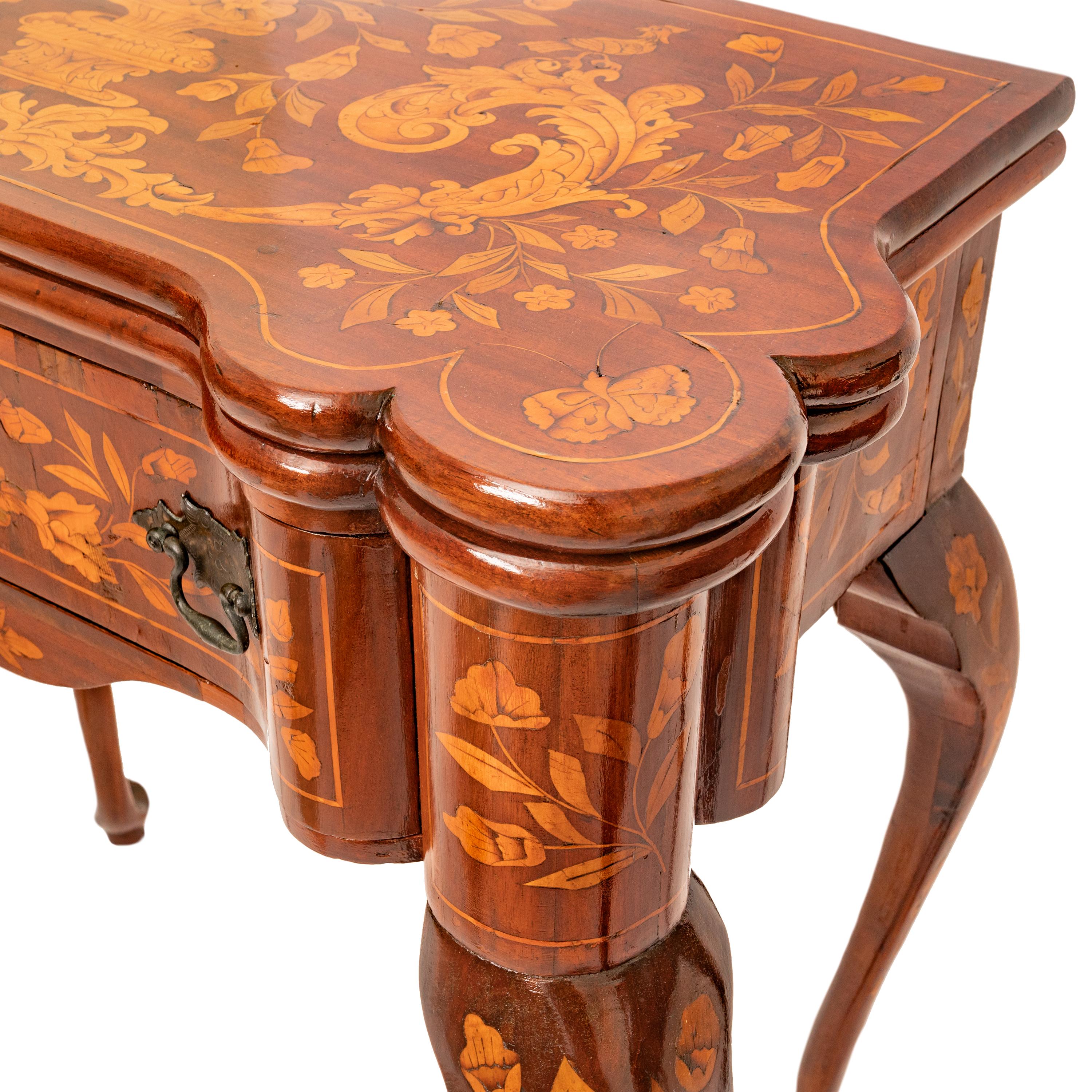 Pair Antique 19th Century Dutch Walnut Marquetry Card Game Console Tables 1820 For Sale 10