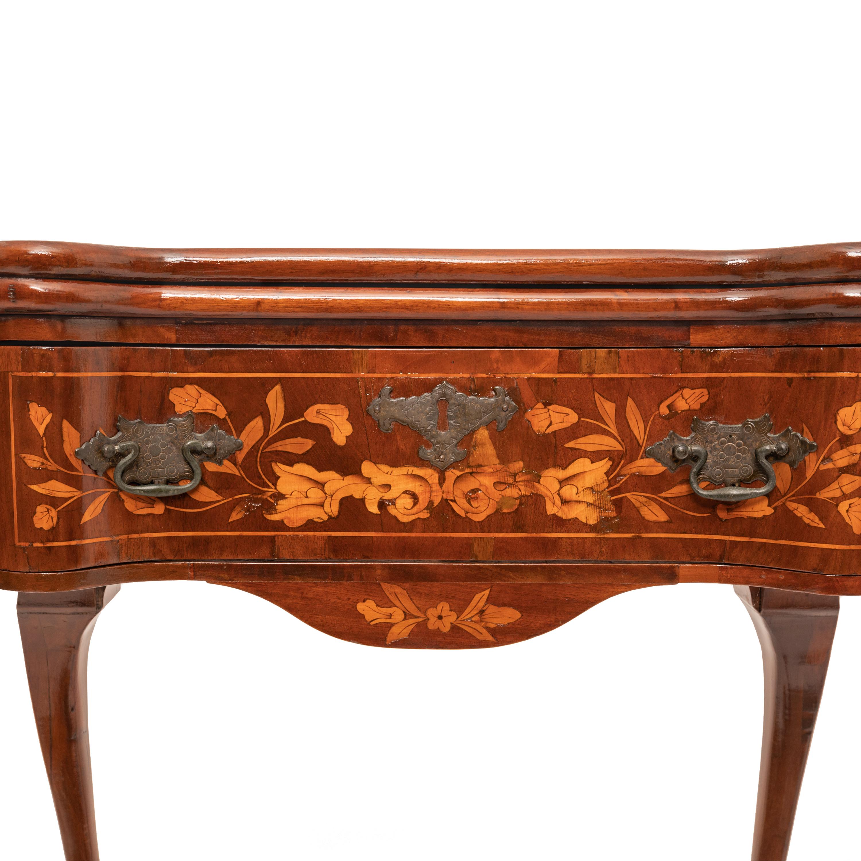 Pair Antique 19th Century Dutch Walnut Marquetry Card Game Console Tables 1820 For Sale 12