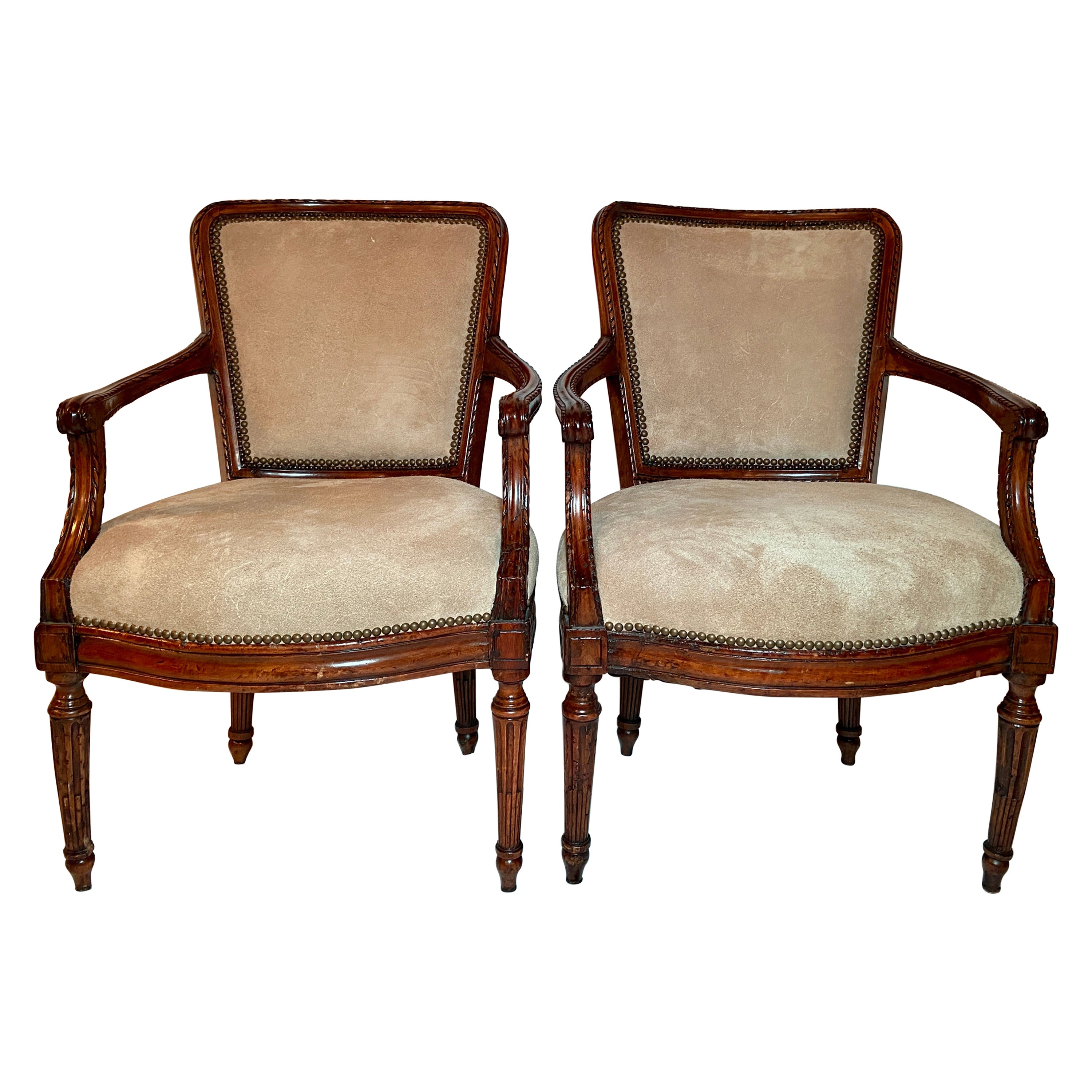 Pair Antique 18th Century French "Fauteuils" Armchairs