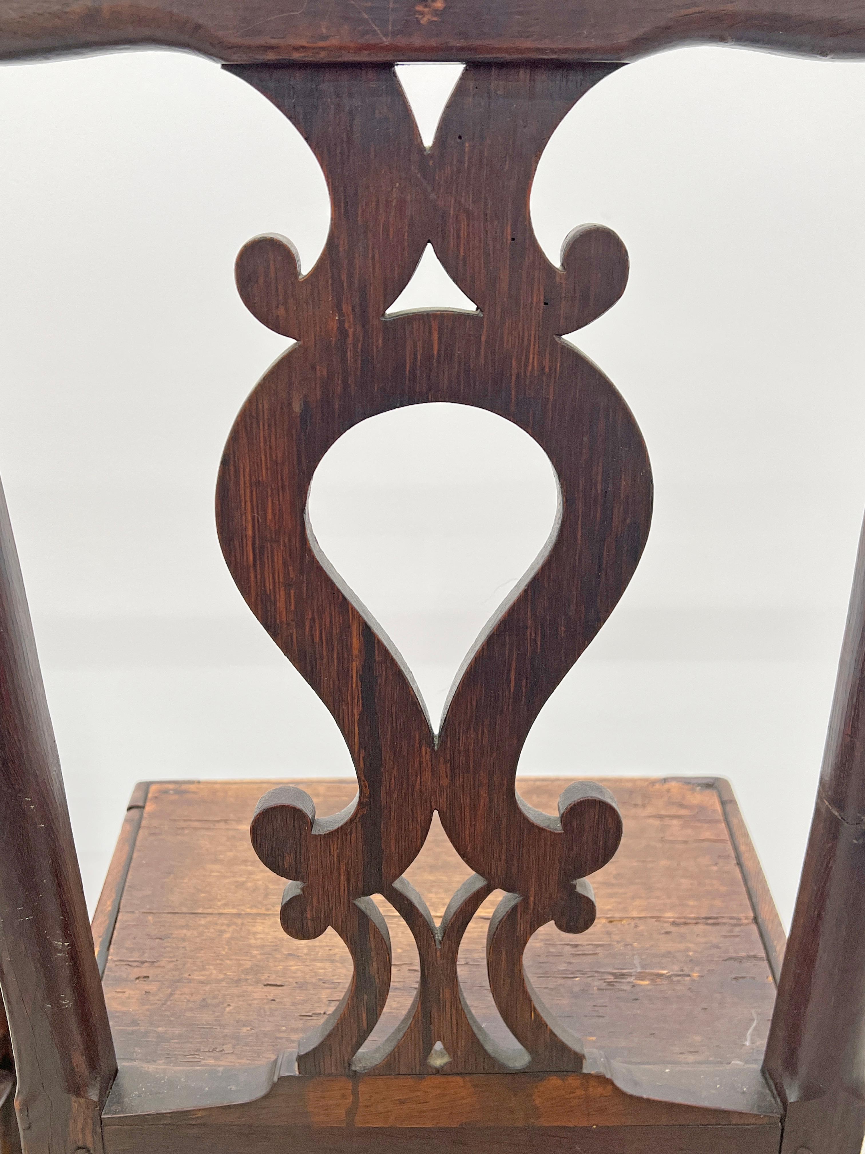 Pair Antique 18th Century Irish Oak Chippendale Side Chairs with Celtic Carving For Sale 10