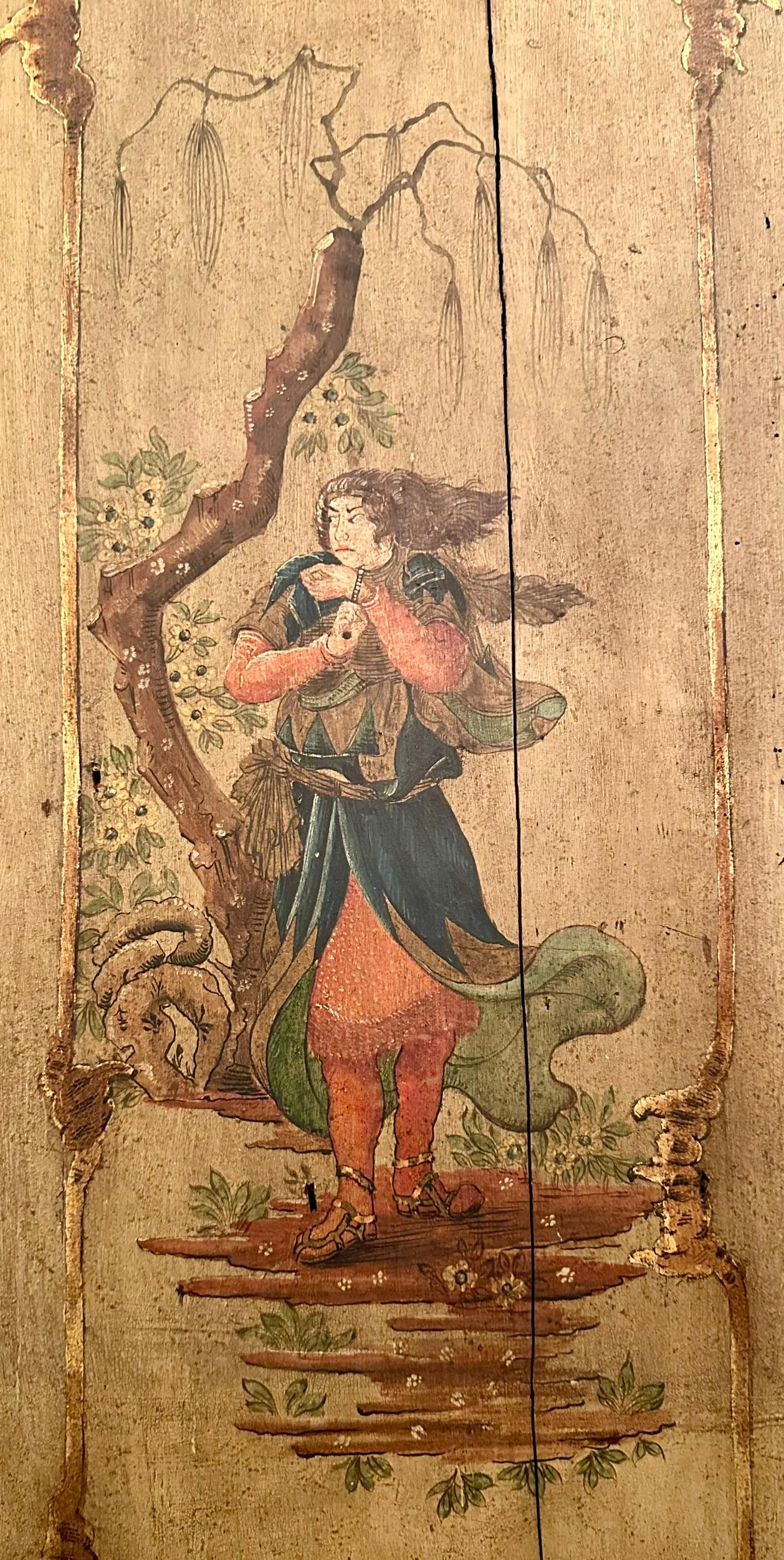Par de Puertas Antiguas de Madera Pintada Veneciana del Siglo XVIII. en venta 5