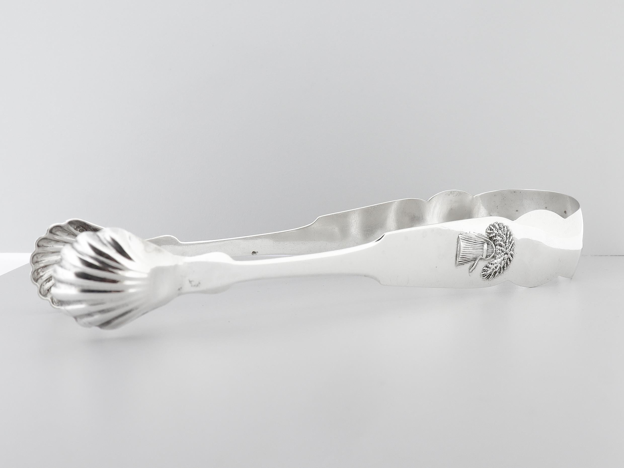 Coppia di antiche pinze da zucchero in argento con moneta americana del 19c A B Vancott NYC Sheaf of Wheat in vendita 3