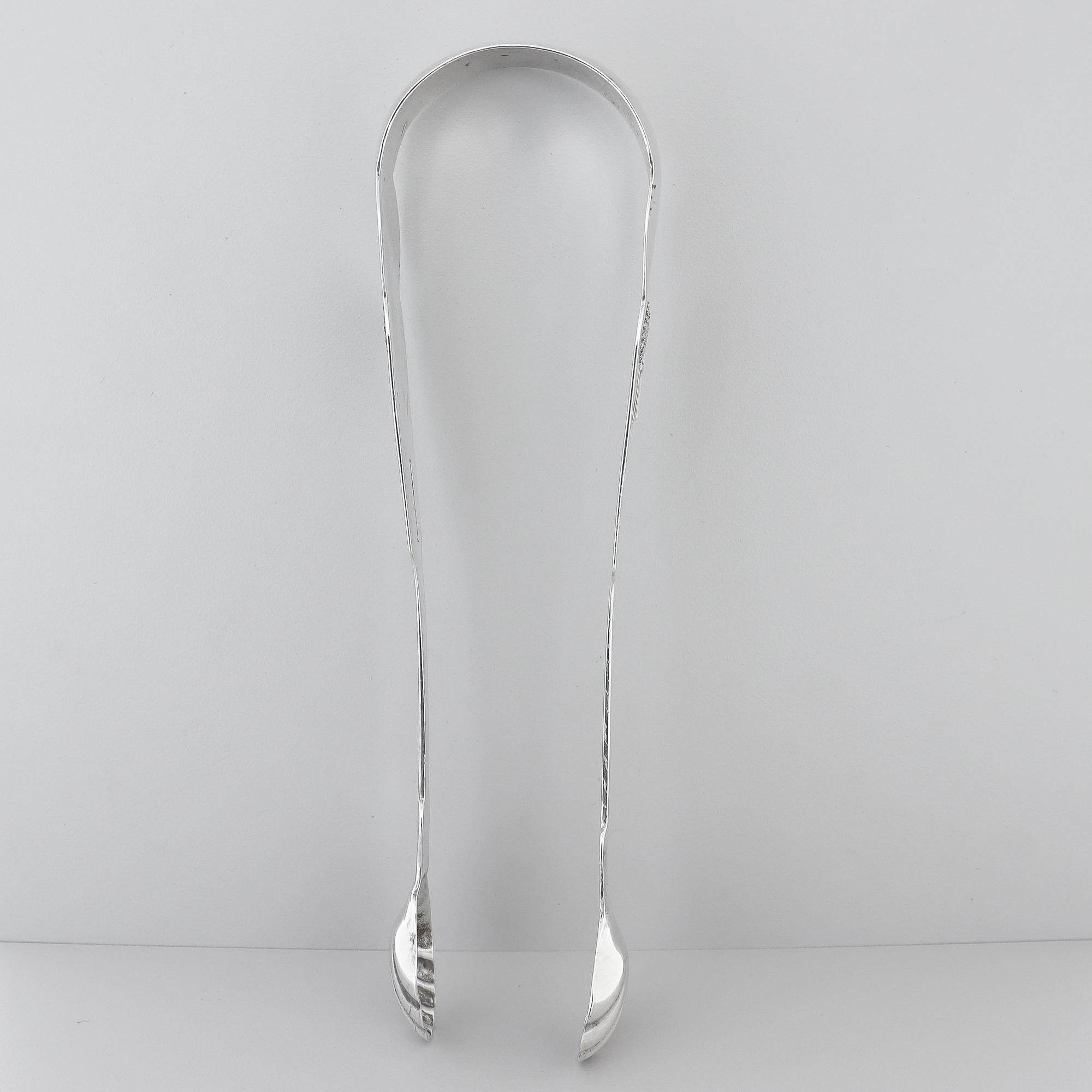 Coppia di antiche pinze da zucchero in argento con moneta americana del 19c A B Vancott NYC Sheaf of Wheat in vendita 1