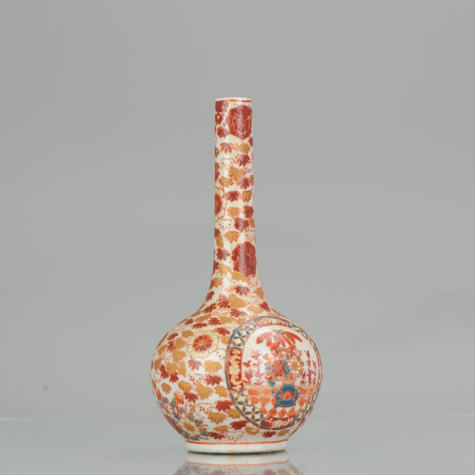 Pair of Antique 19th Century Japanese Kutani Vase Marked on Base Birds Swallows 8