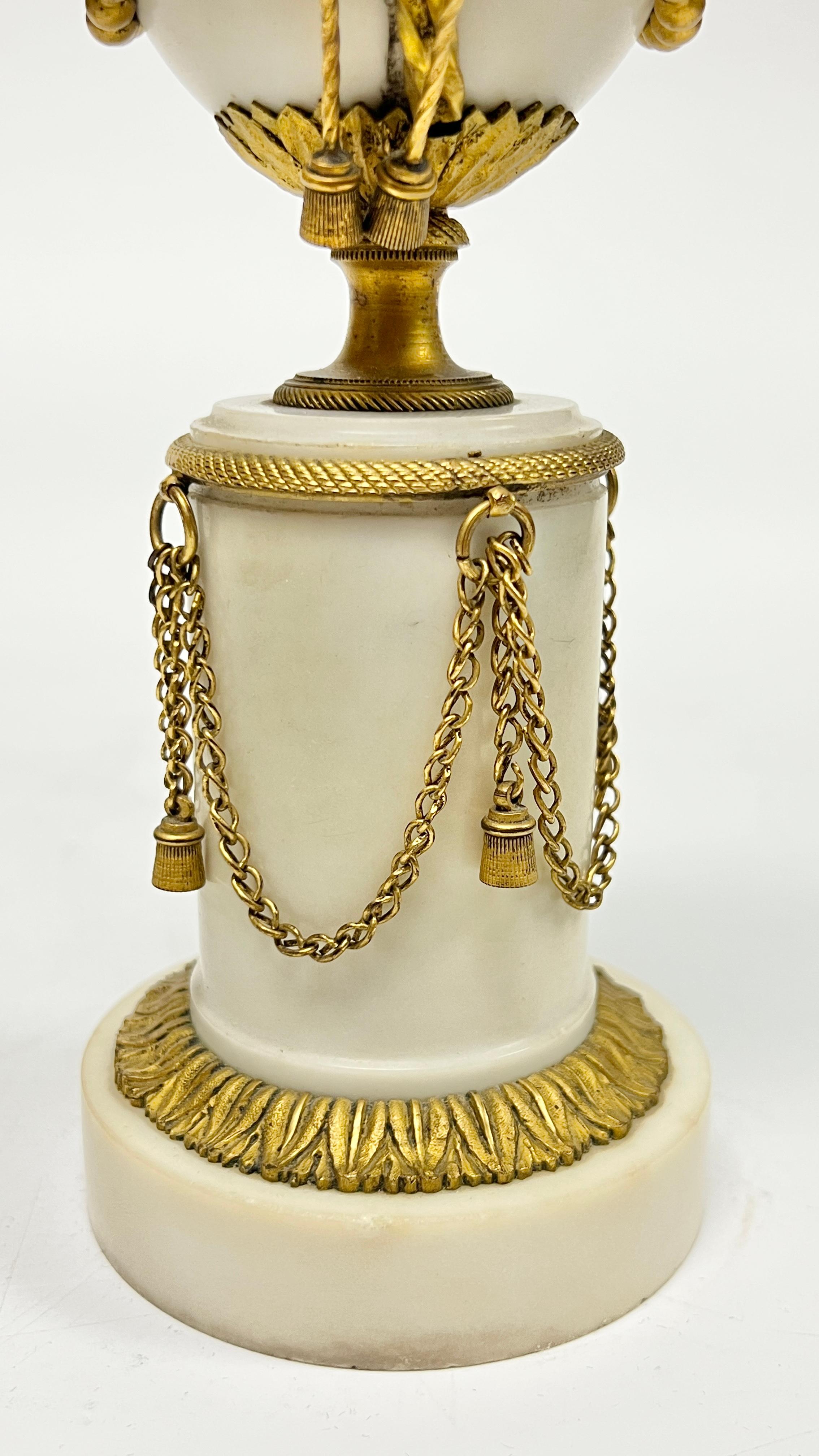 Pair Antique 19th C French Louis XVI Style Gilt Bronze Marble Candle Holders For Sale 12