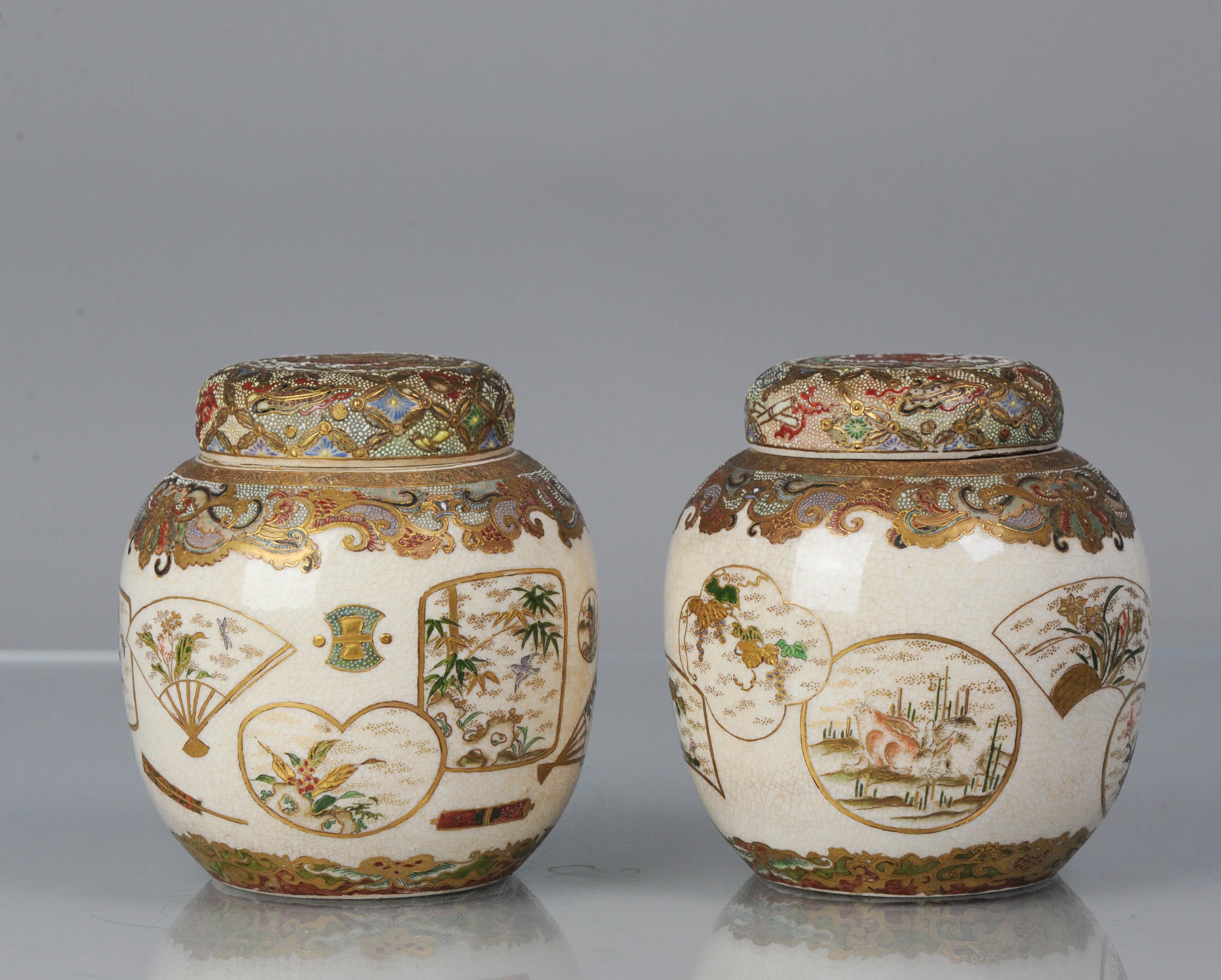 19th Century Pair Antique 19th C Meiji Japanese Satsuma Vase with Unmarked Base For Sale
