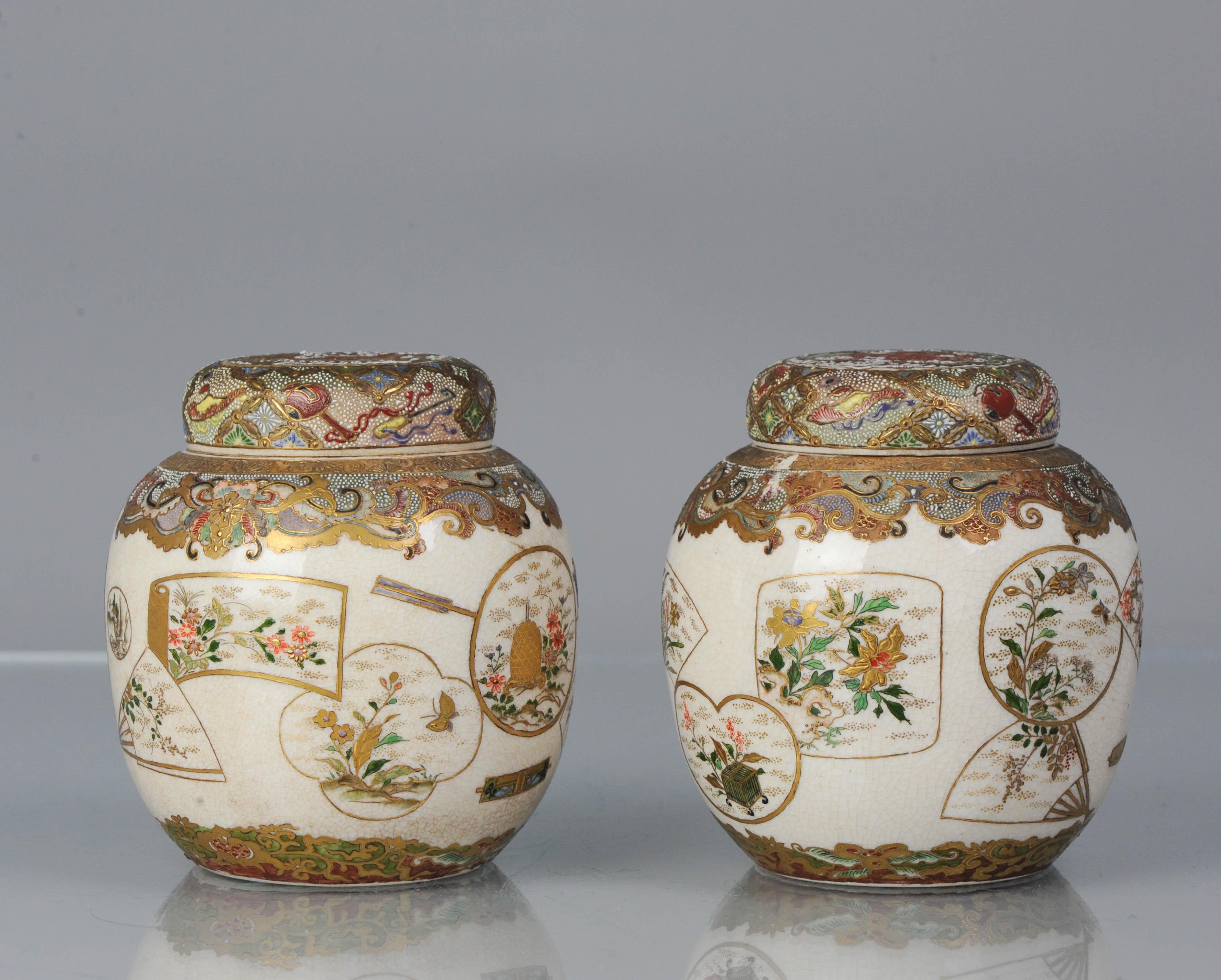 Pair Antique 19th C Meiji Japanese Satsuma Vase with Unmarked Base For Sale 2