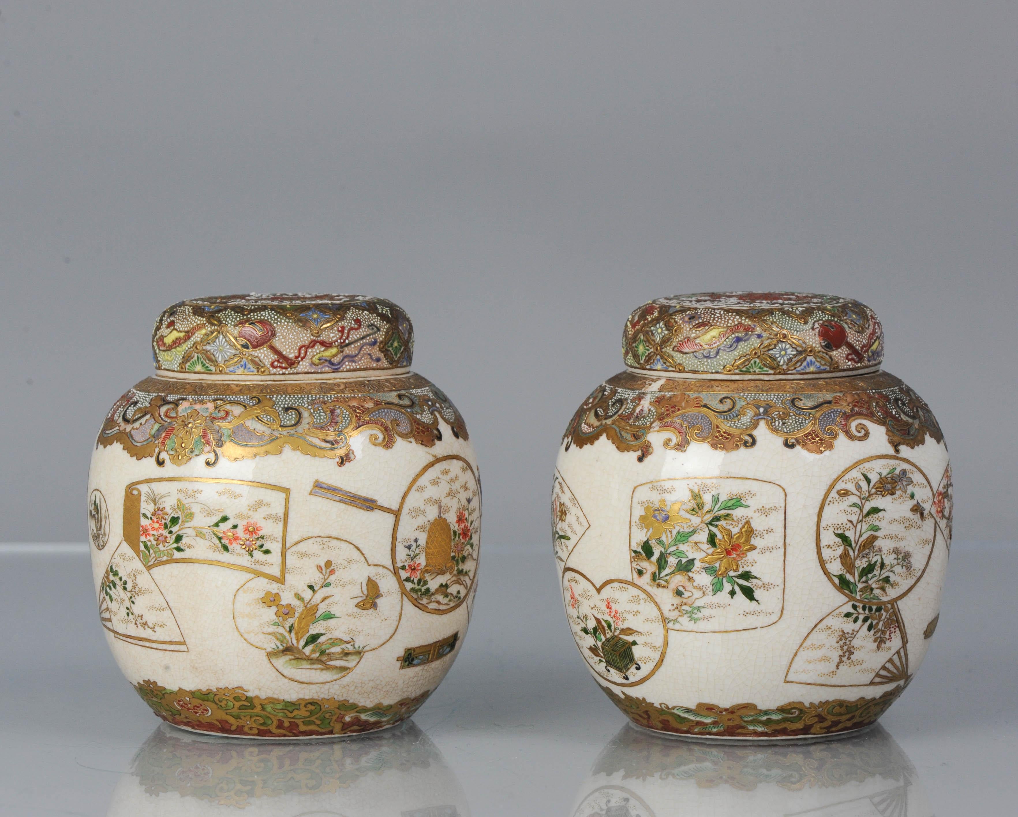 Pair Antique 19th C Meiji Japanese Satsuma Vase with Unmarked Base 2