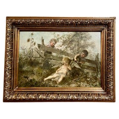 Pair Antique 19th Century Austrian Heinrich Lefler Framed Oil on Panel Paintings