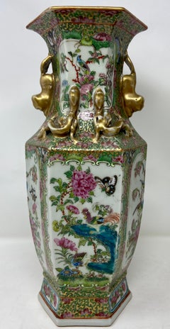 Pair Antique 19th Century Chinese "Famille Rose" Porcelain Vases, circa 1880