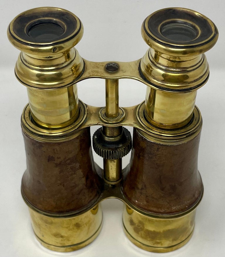 Pair Antique 19th Century English Brass and Leather Binoculars For Sale at 1stDibs victorian
