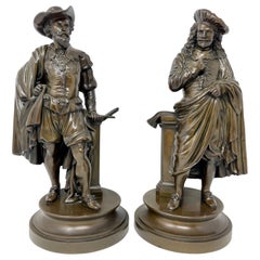 Paire de sculptures en bronze anciennes de la fonderie anglaise de Coalbrookdale du 19ème siècle
