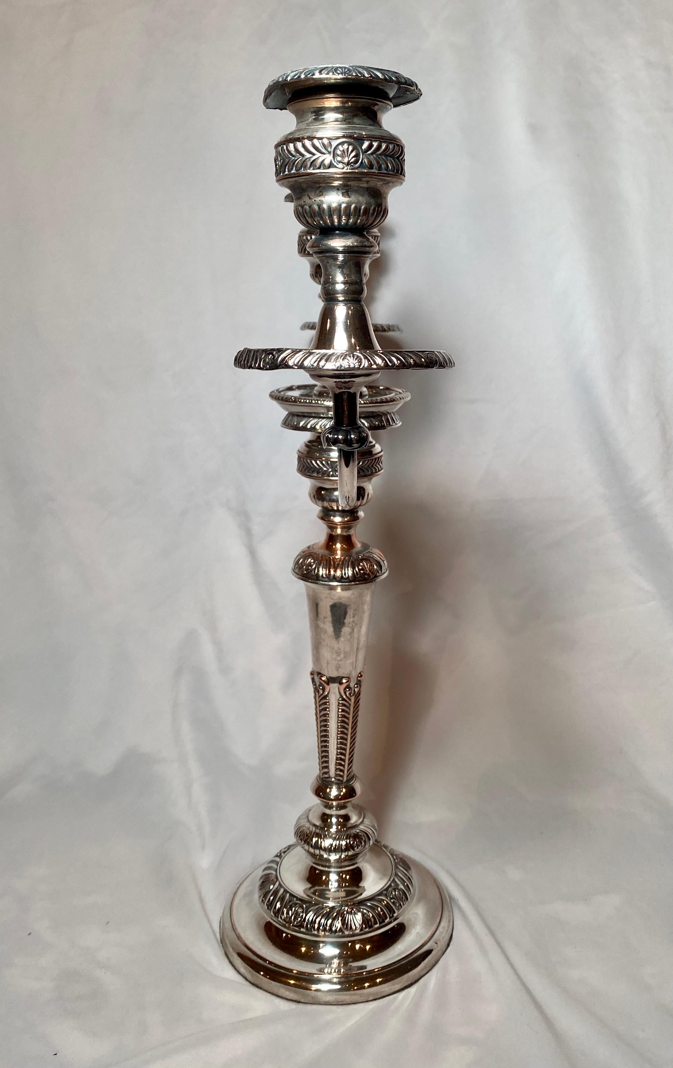 Pair Antique 19th Century English Georgian Sheffield Silver-Plate Candelabra For Sale 1