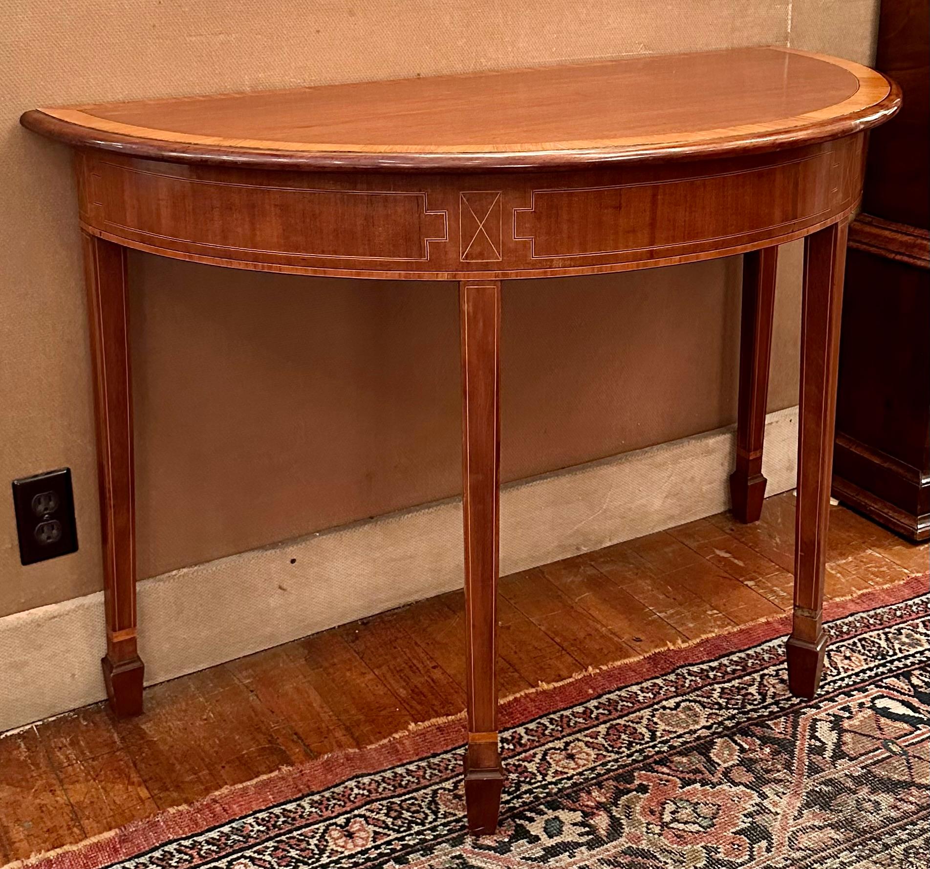 Pair Antique 19th Century English Mahogany Console Tables with Satinwood Inlay. For Sale 2