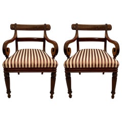 Pair Antique 19th Century English William IV Mahogany Armchairs, Circa 1830's.