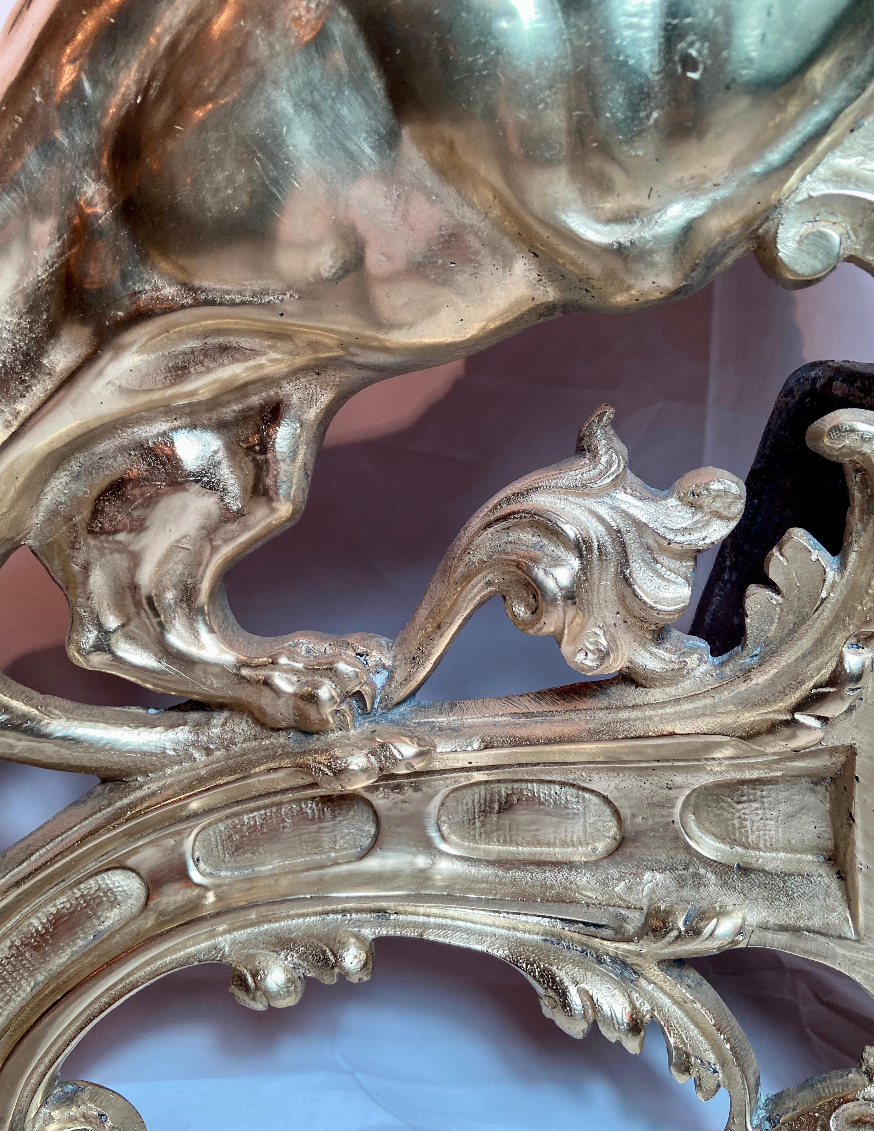 XIXe siècle Paire de laiton anglais ancien du 19ème siècle  Chenets en vente