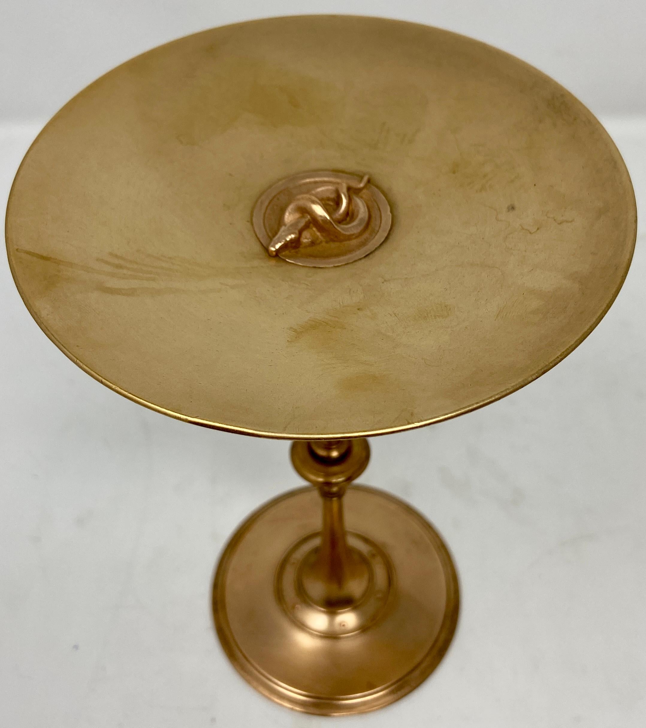 Pair Antique 19th Century French Gold Bronze Serpent Tazzas by 
