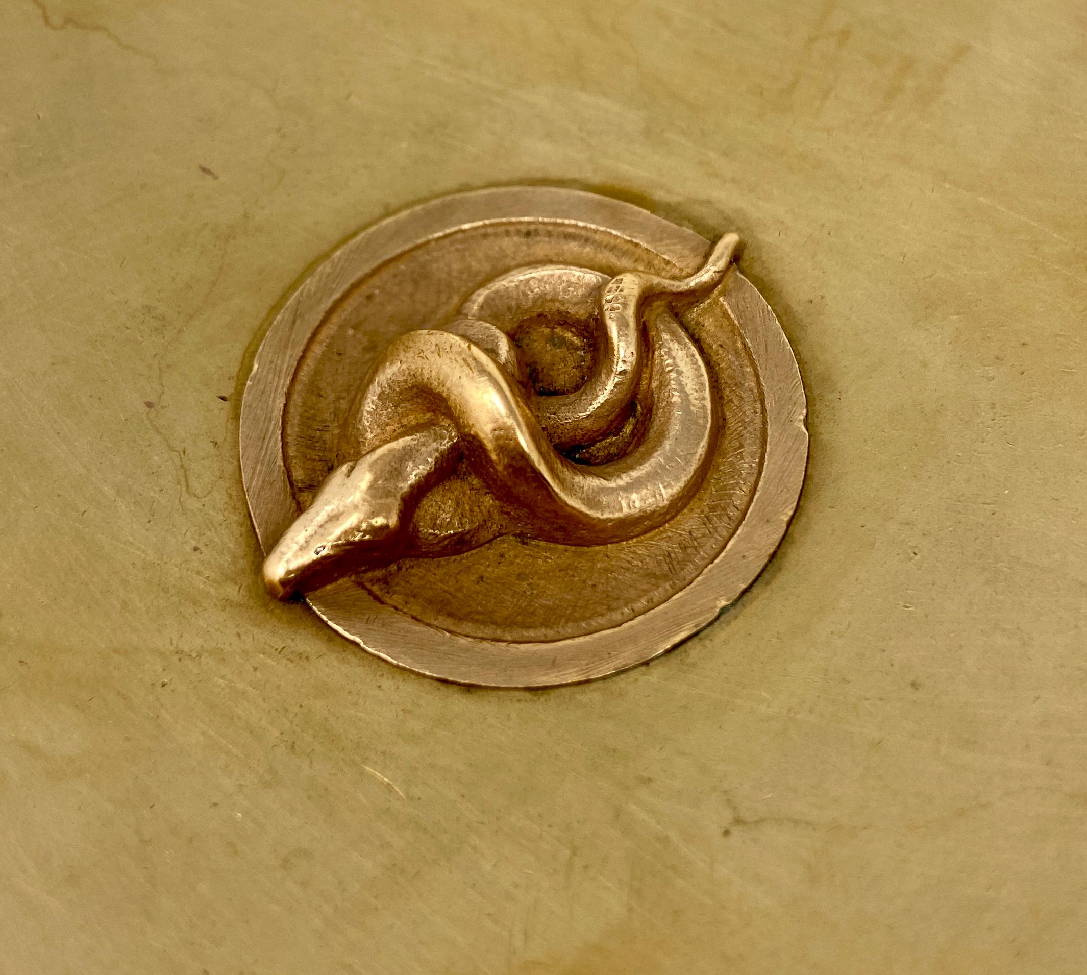 Pair Antique 19th Century French Gold Bronze Serpent Tazzas by 