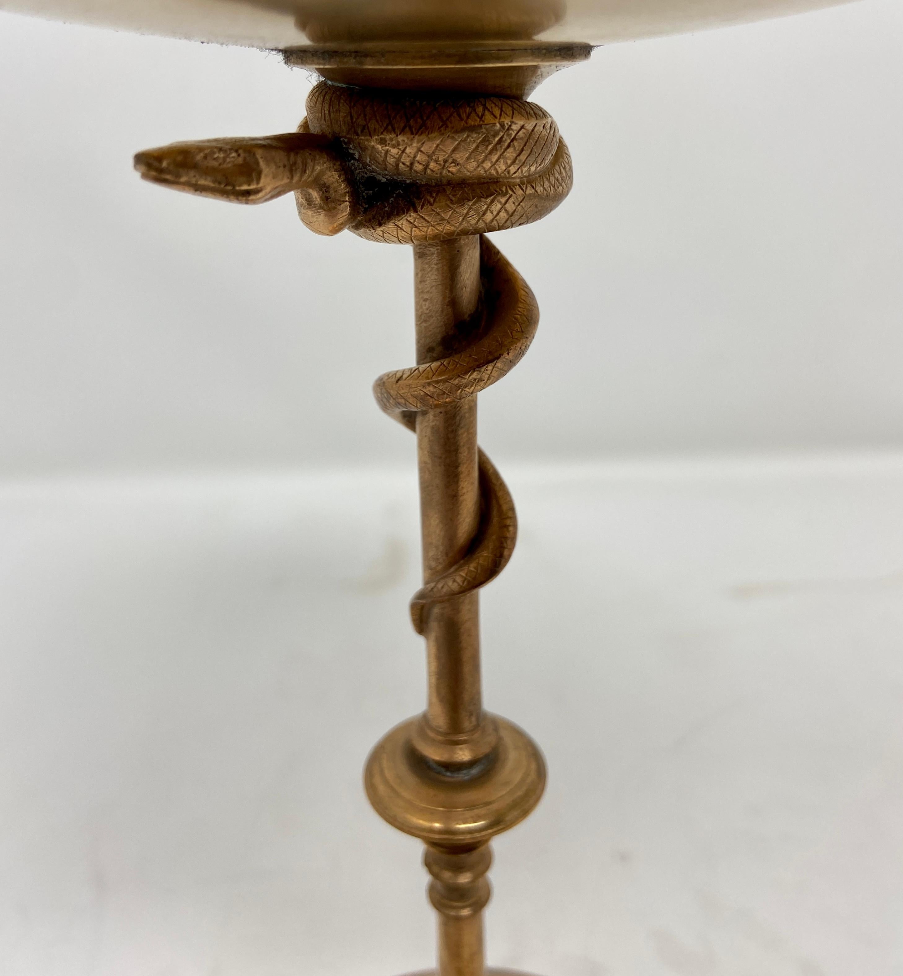 Pair Antique 19th Century French Gold Bronze Serpent Tazzas by 