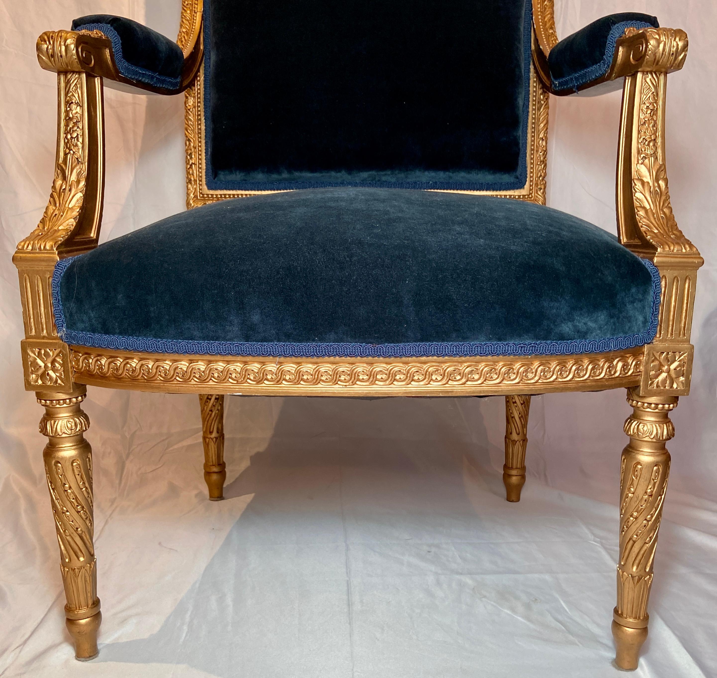 Pair Antique 19th Century French Louis XVI Giltwood Armchairs. 3