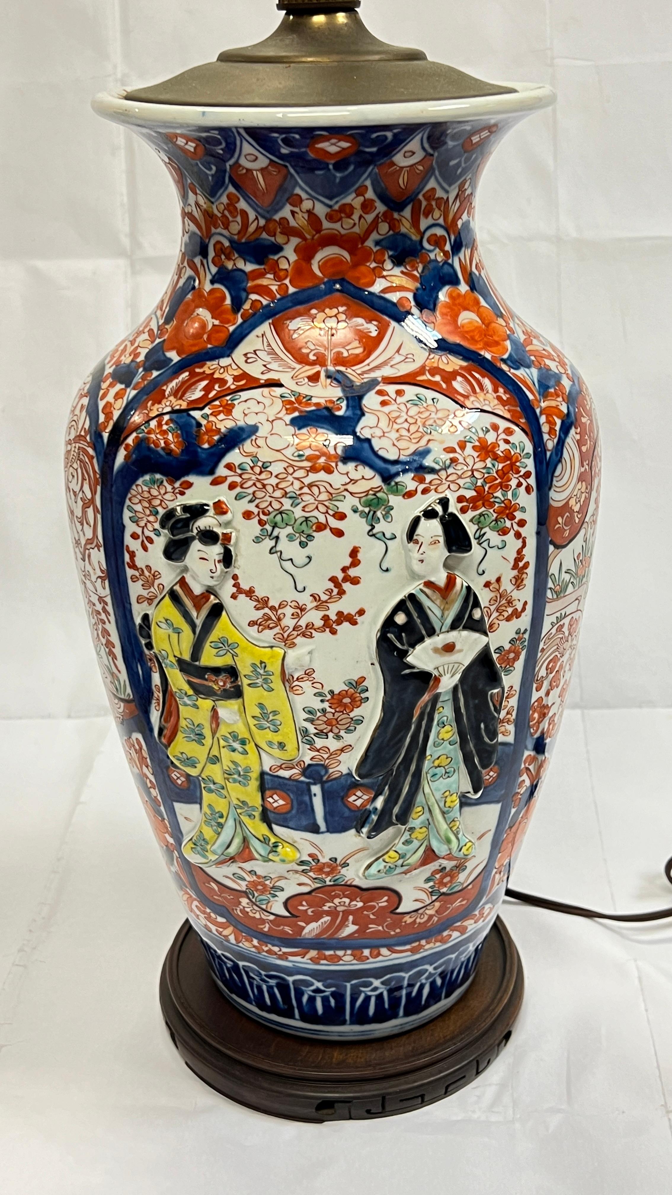 Pair Antique 19th Century Imari Porcelain Vases Mounted as Table Lamps For Sale 6