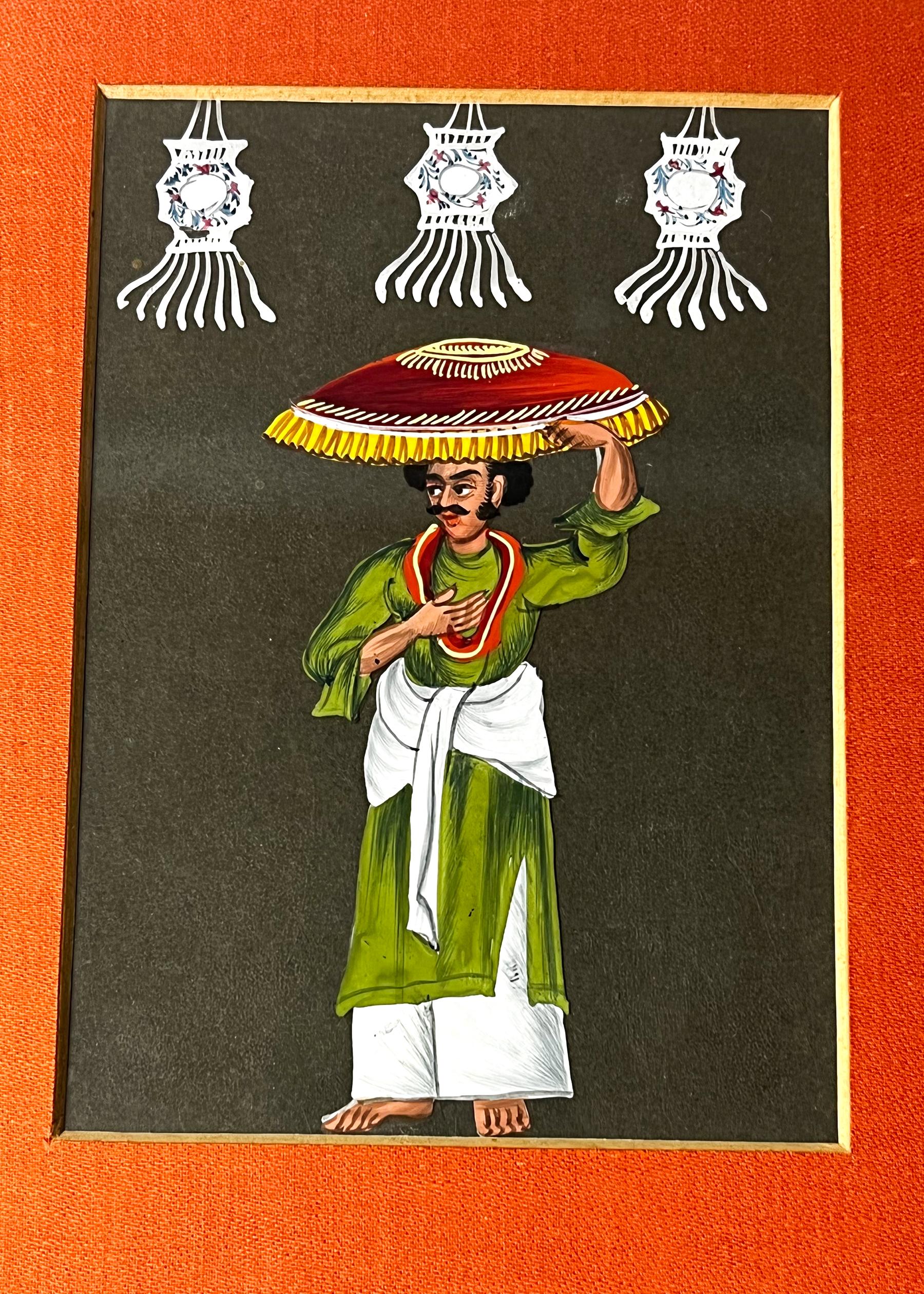Paar antike indische Miniatur-Glimmerbilder des 19. Jahrhunderts C.1830
Indian Company School

Ein Paar indischer Gouache-Gemälde des 19. Jahrhunderts auf Glimmer.

Micas wurden als Souvenirs - die Postkarten ihrer Zeit - geschaffen, da sie den
