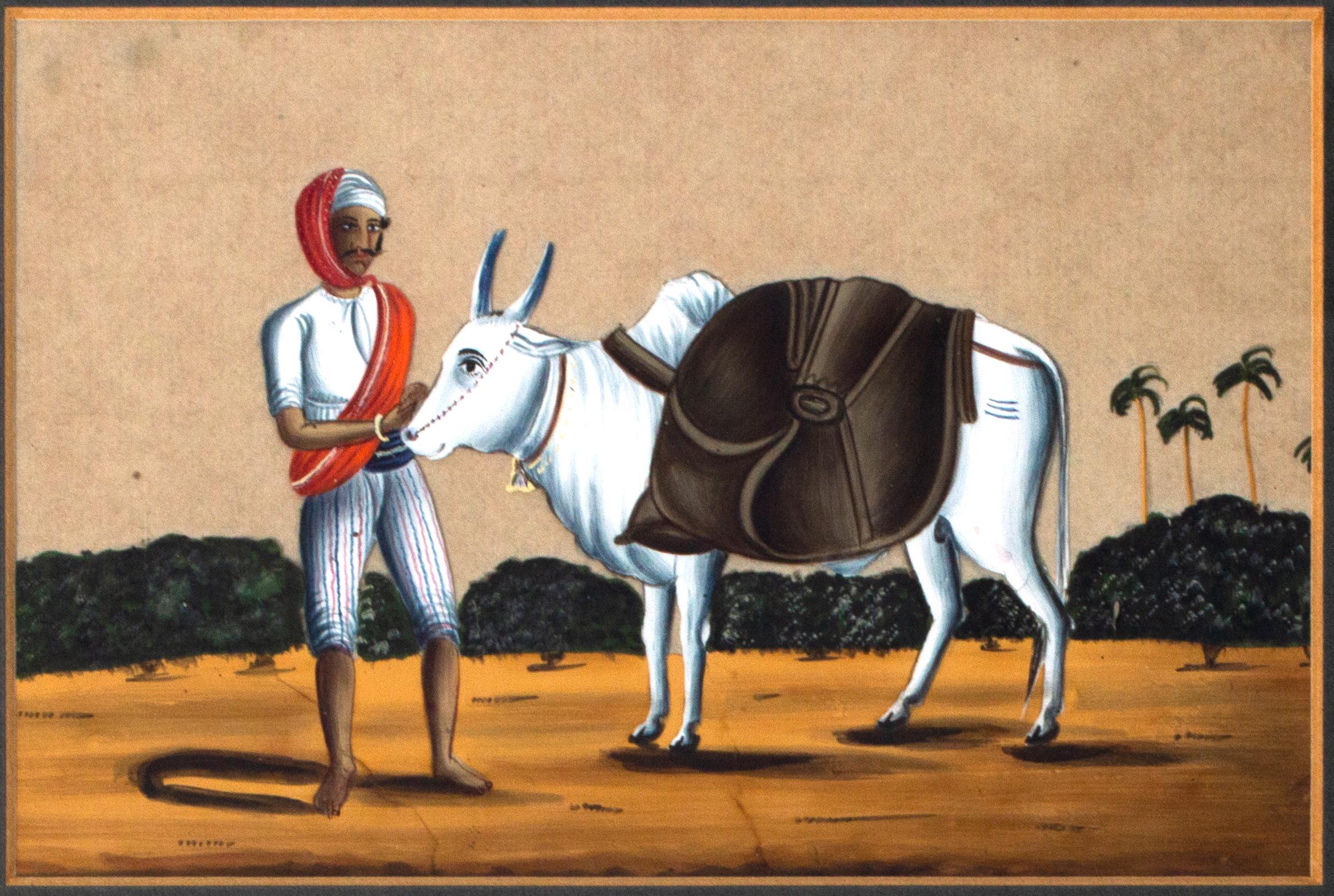 Indien Paire de peintures indiennes miniatures de mica anciennes du 19me sicle, vers 1830 en vente