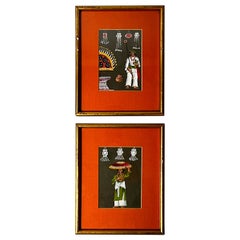 Pair Antique 19th Century Indian Miniature Mica Paintings C.1830