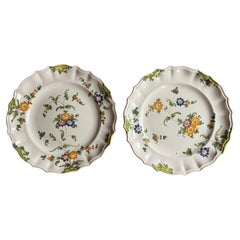 Pair Antique 19th Century Italian Cantagalli Faience Dinner Plates from Florence