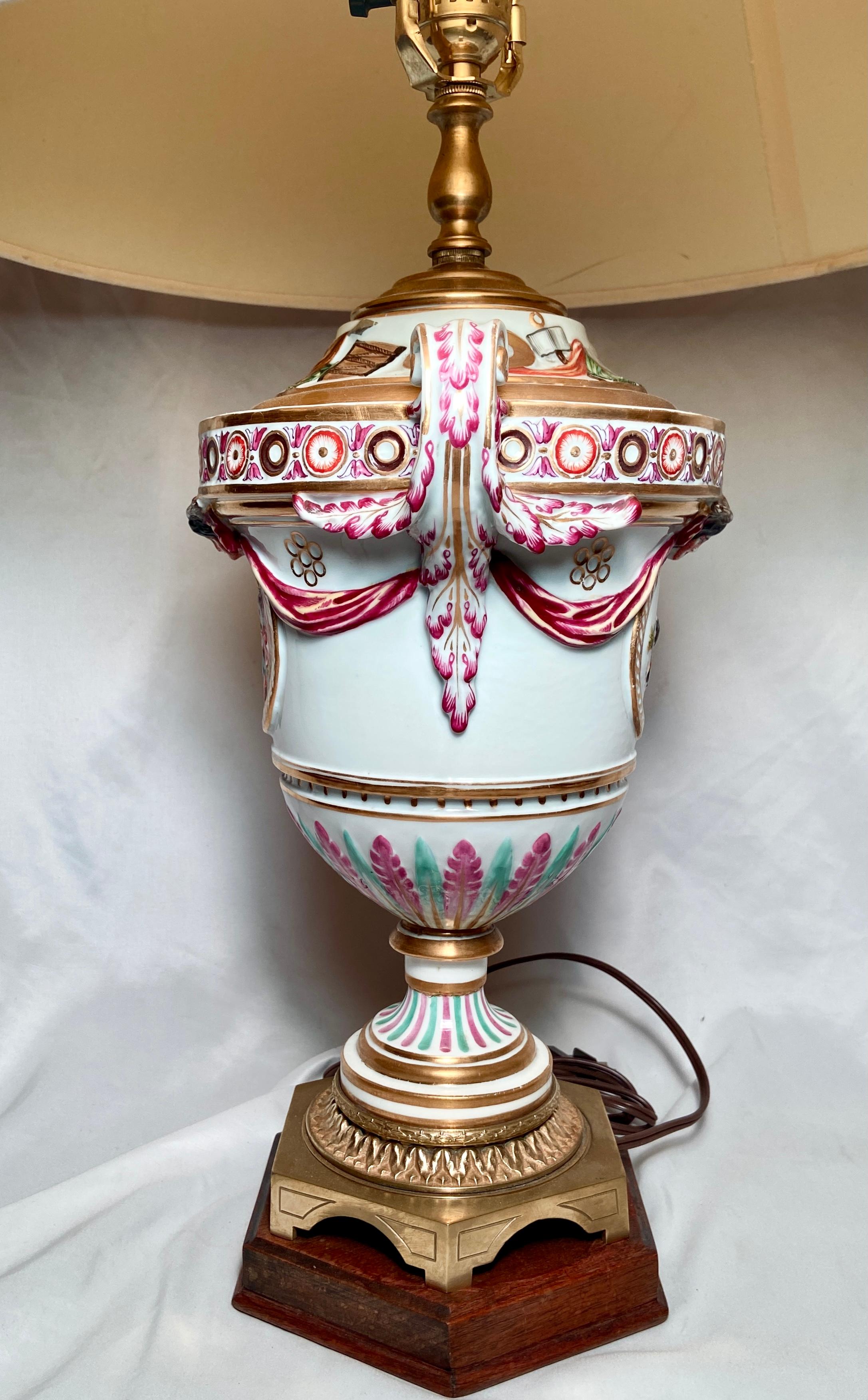 Pair Antique 19th Century Italian Multi-Colored Capodimonte Porcelain Lamps In Good Condition In New Orleans, LA