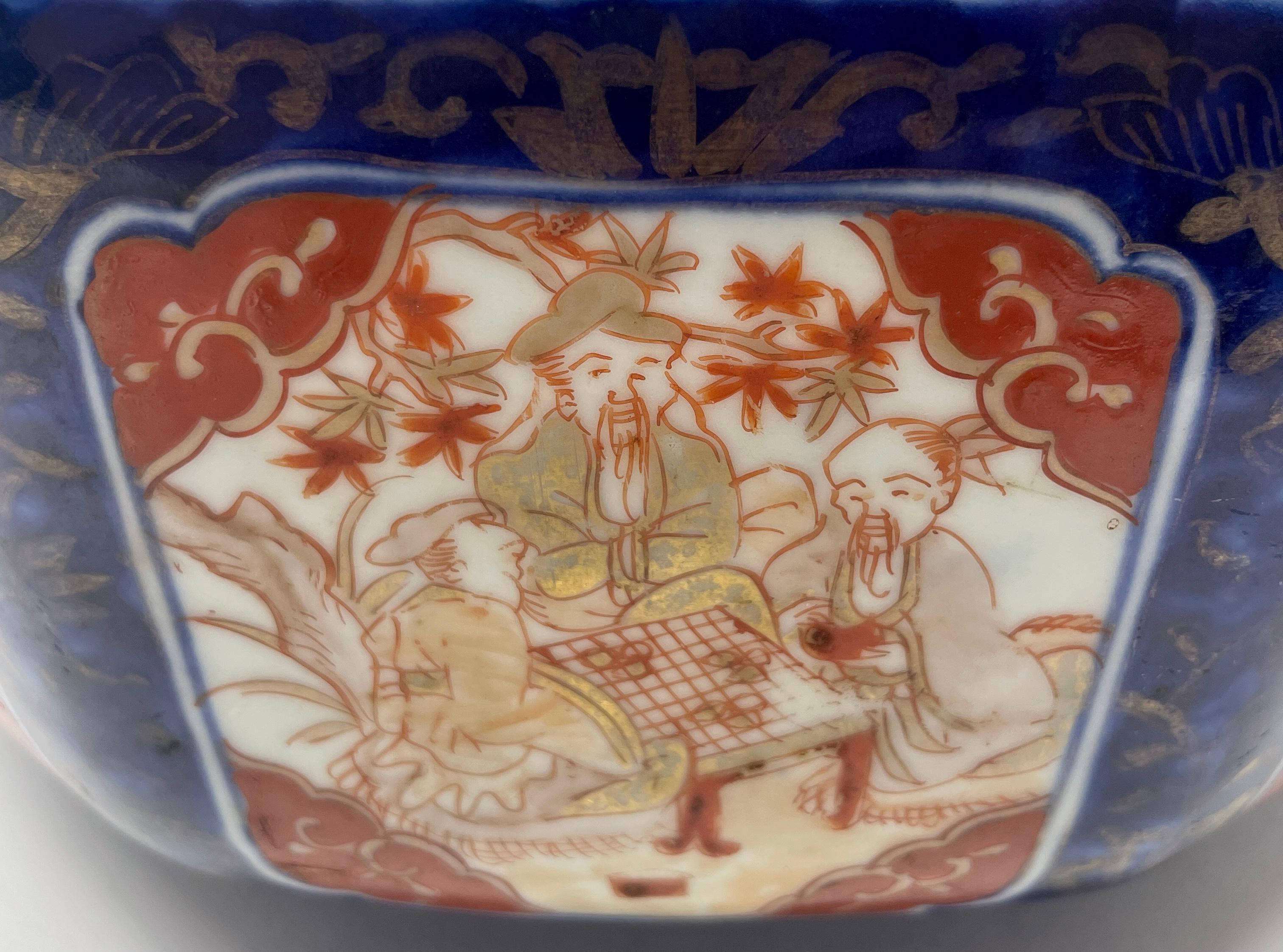 Pair Antique 19th Century Japanese Imari Porcelain Octagonal Bowls, Circa 1890 For Sale 3