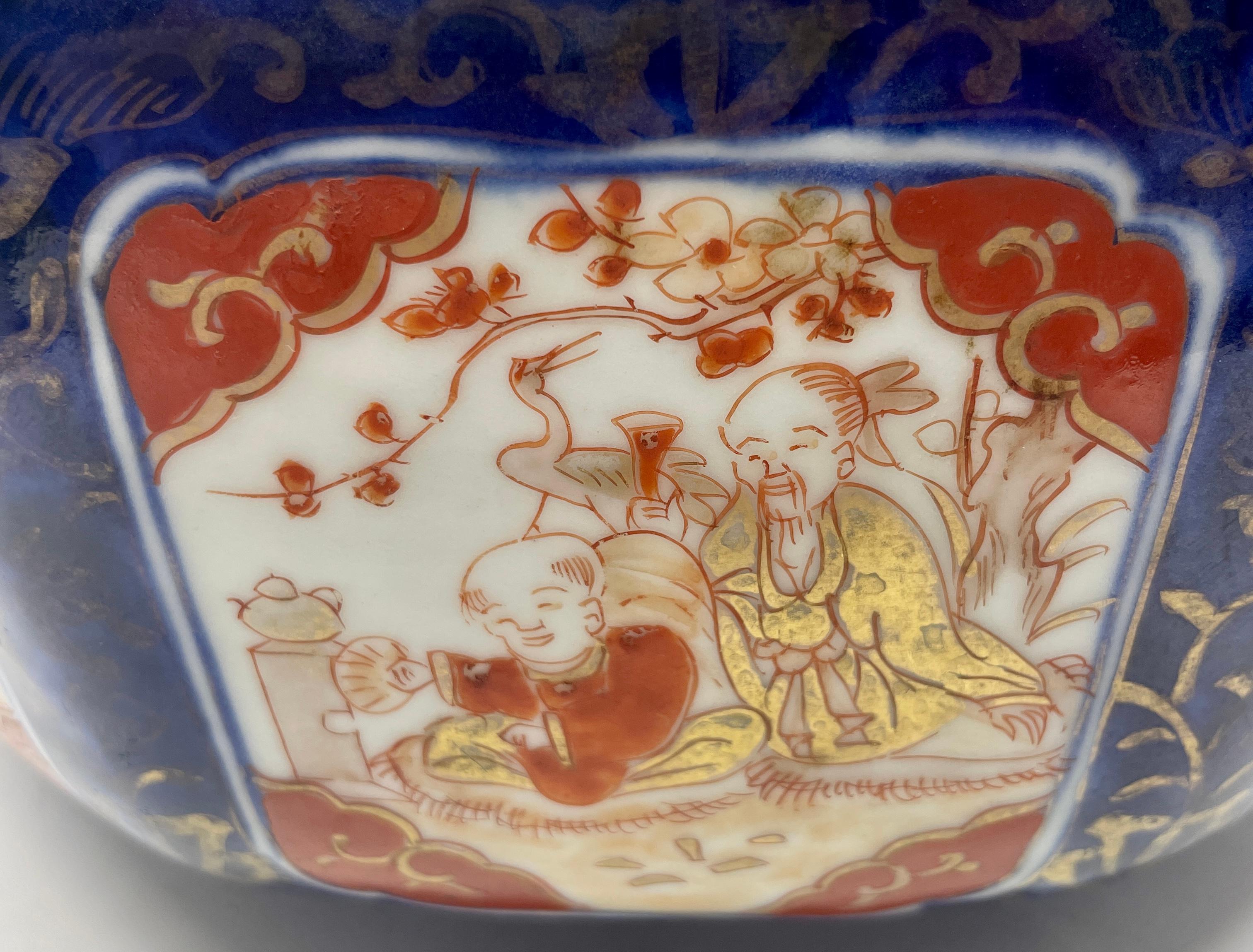 Pair Antique 19th Century Japanese Imari Porcelain Octagonal Bowls, Circa 1890 For Sale 4