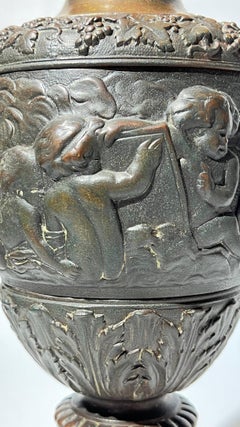 Pair Antique 19th Century Neoclassical Bronze Ewers