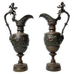 Coppia di antiche rondelle neoclassiche in bronzo del XIX secolo