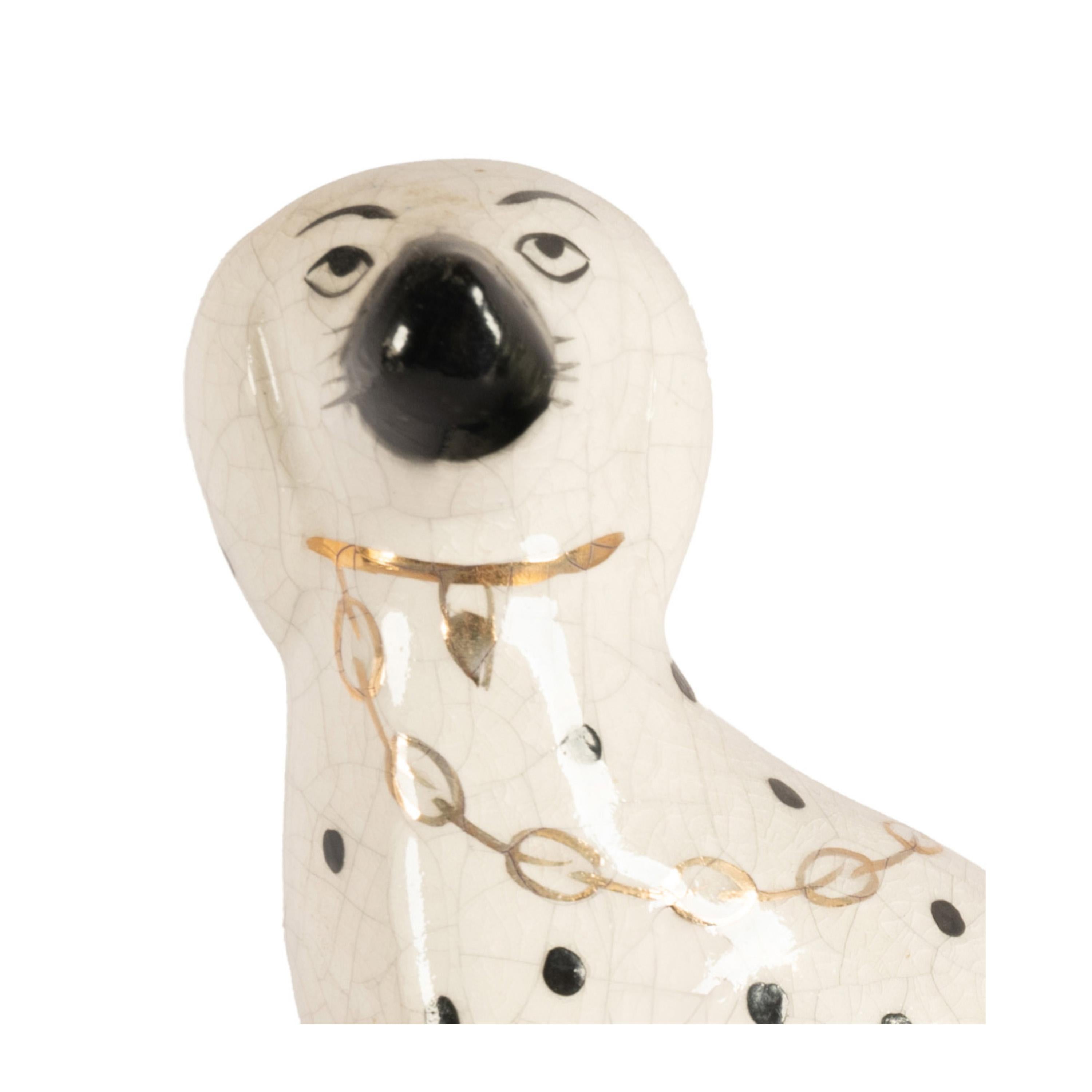 Par de Figurillas Antiguas de Perro de Cerámica Dálmata de Staffordshire del Siglo XIX 1850 en venta 2