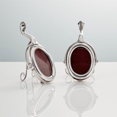 Pair of Antique Equestrian Sterling Silver Stirrup Shaped Photo Frames