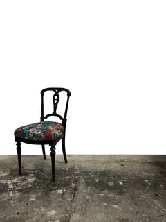 Pair Antique Aesthetic Movement Ebonized Hall Bedroom Chairs in House of Hackney