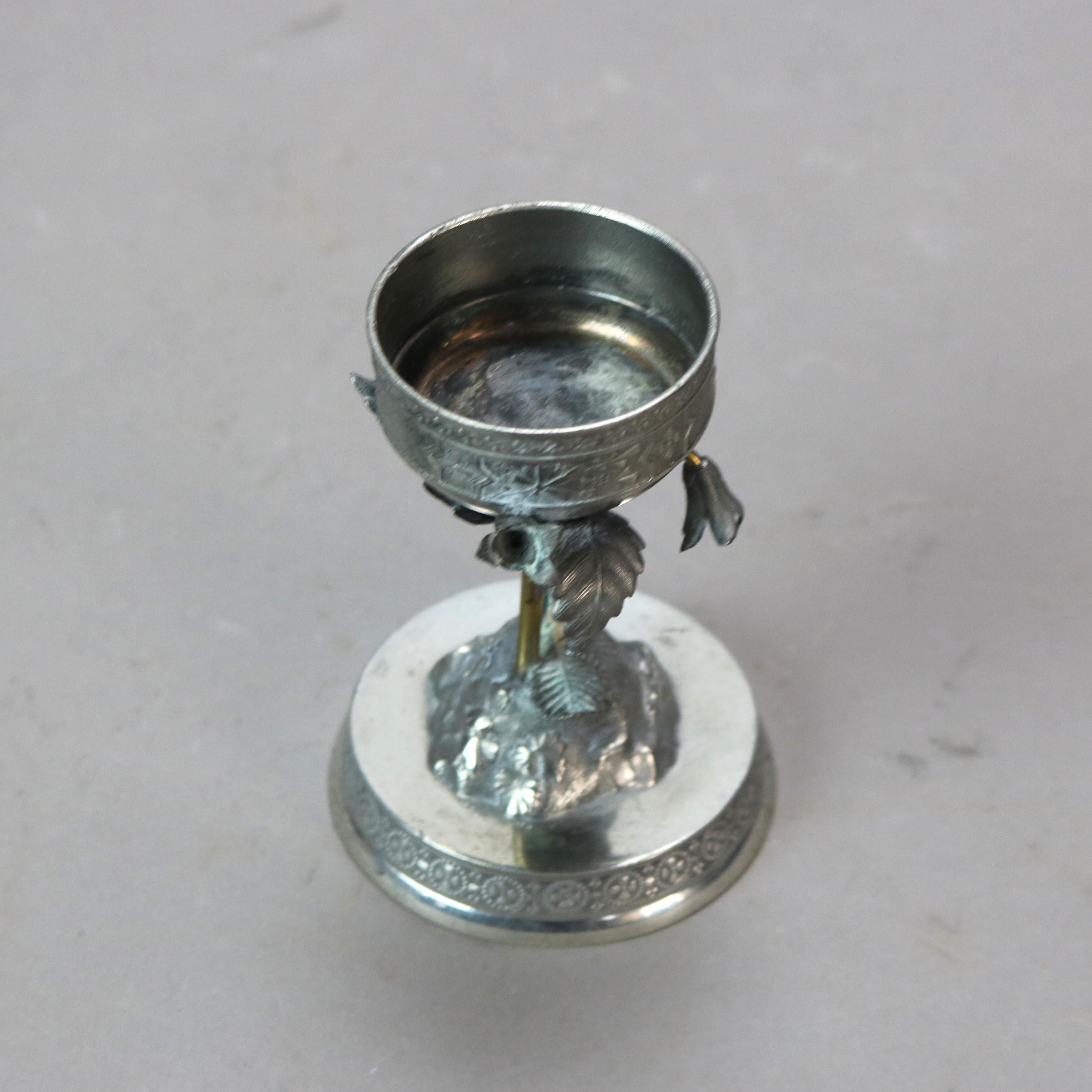 Pair Antique Aesthetic Movement Silver Plated Figural Heron Candleholders c1890 3