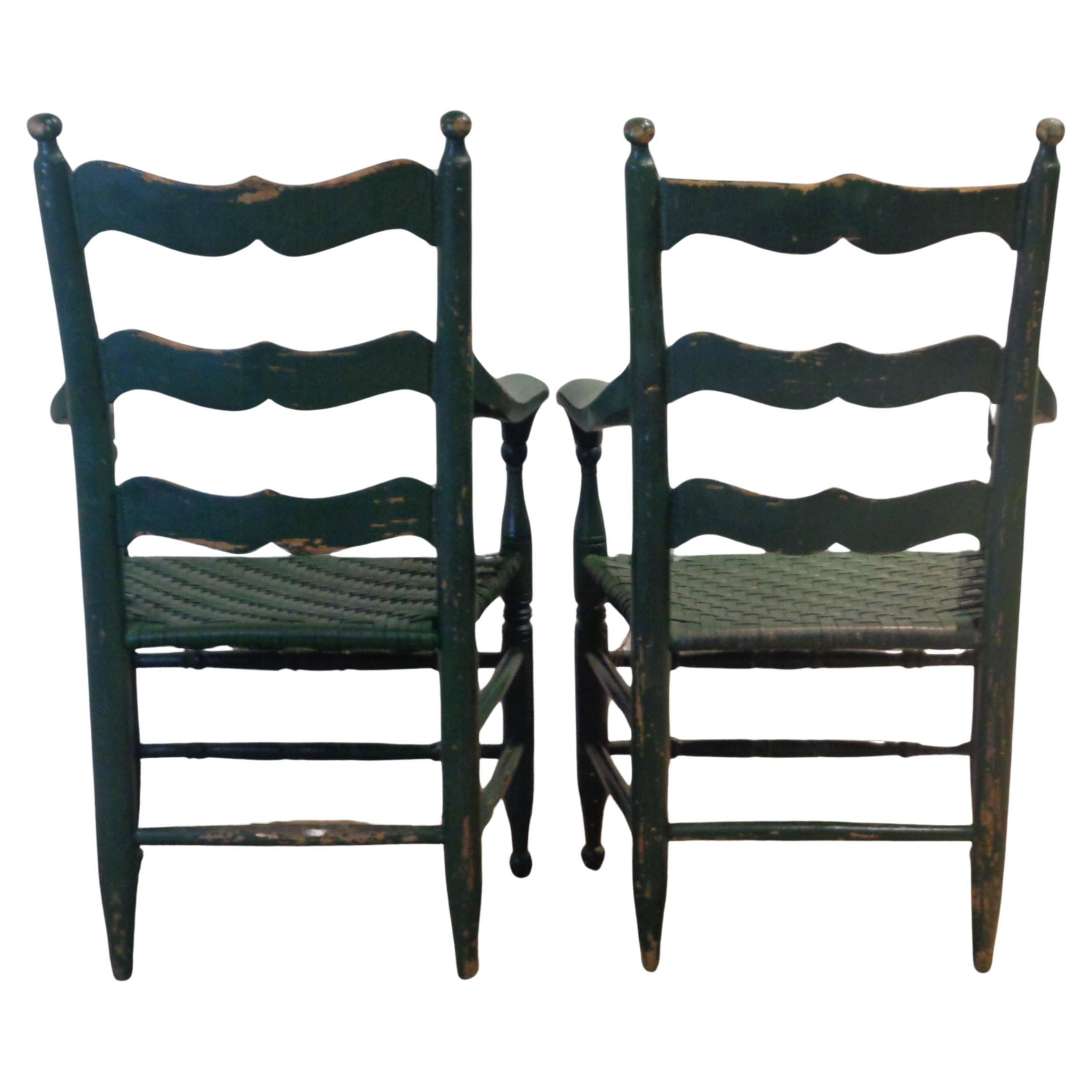 Antique American Country Painted Armchairs In Good Condition For Sale In Rochester, NY