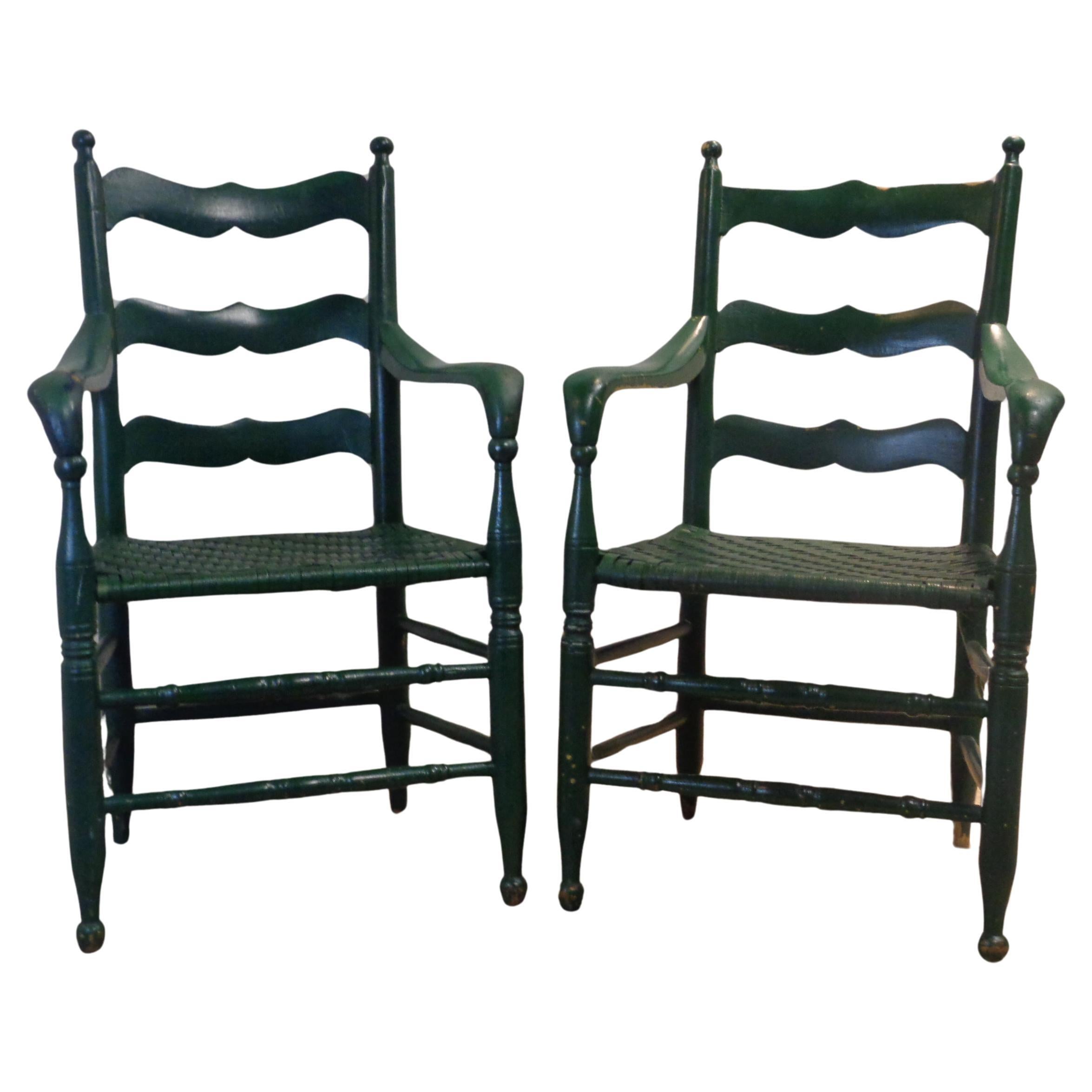  Antique American Country Painted Armchairs