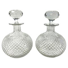 Pair Vintage American Cut Crystal Perfume Bottles, Circa 1860.